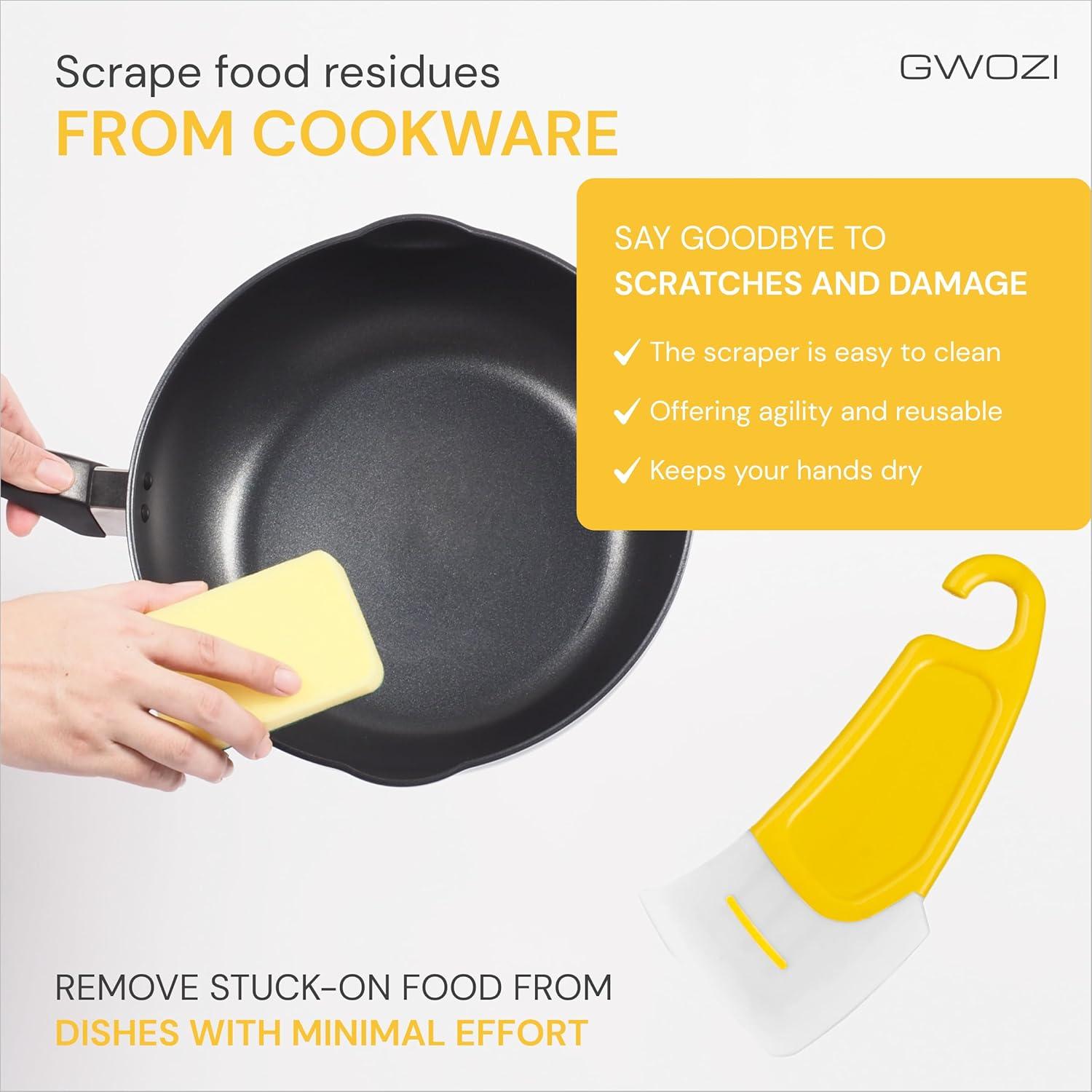 Raspador de Sartenes de Silicona GWOZI - 3 Pcs, Ergonomico y Durable