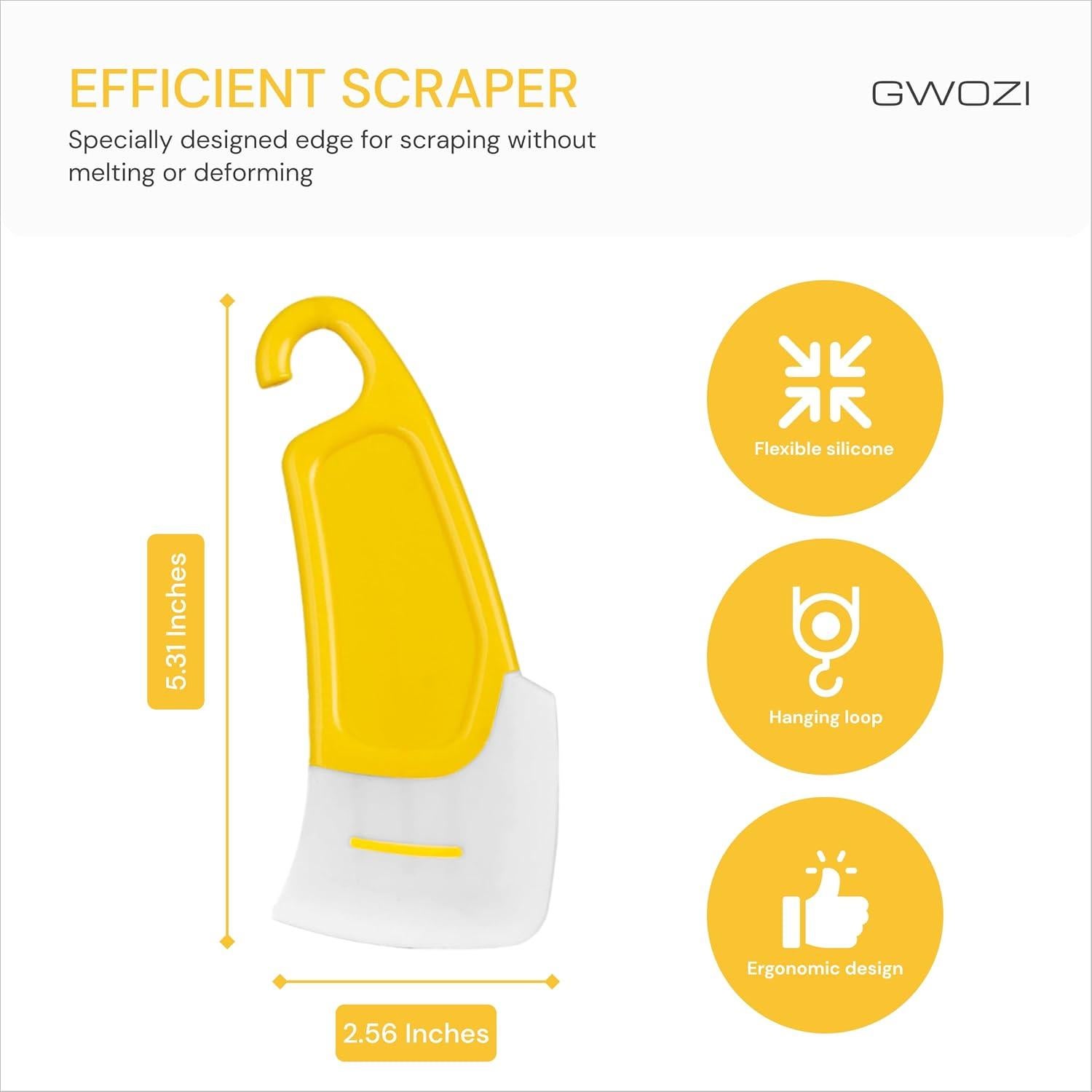 Raspador de Sartenes de Silicona GWOZI - 3 Pcs, Ergonomico y Durable