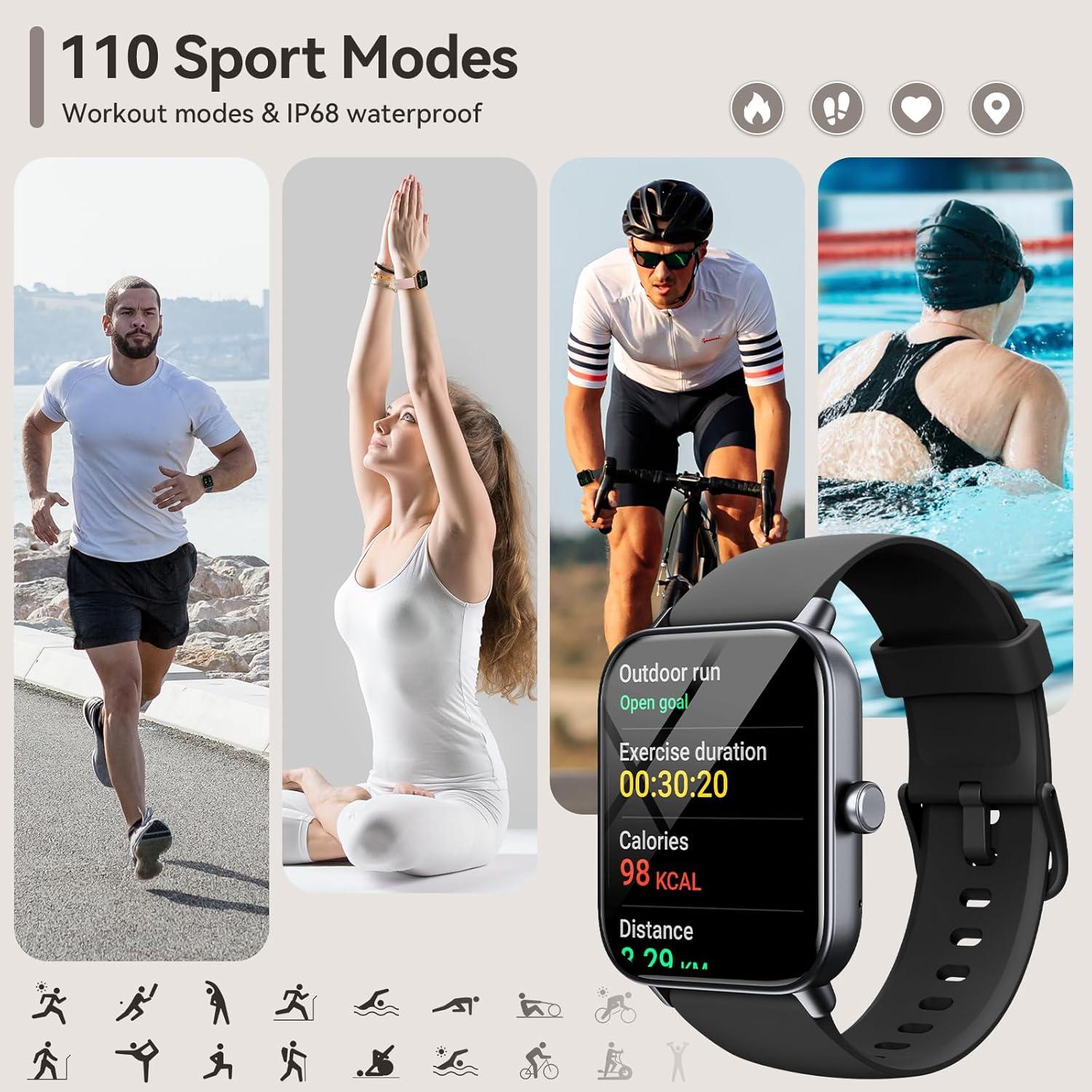 Reloj Inteligente aeac IDW19 1.8" HD Fitness IP68 Negro