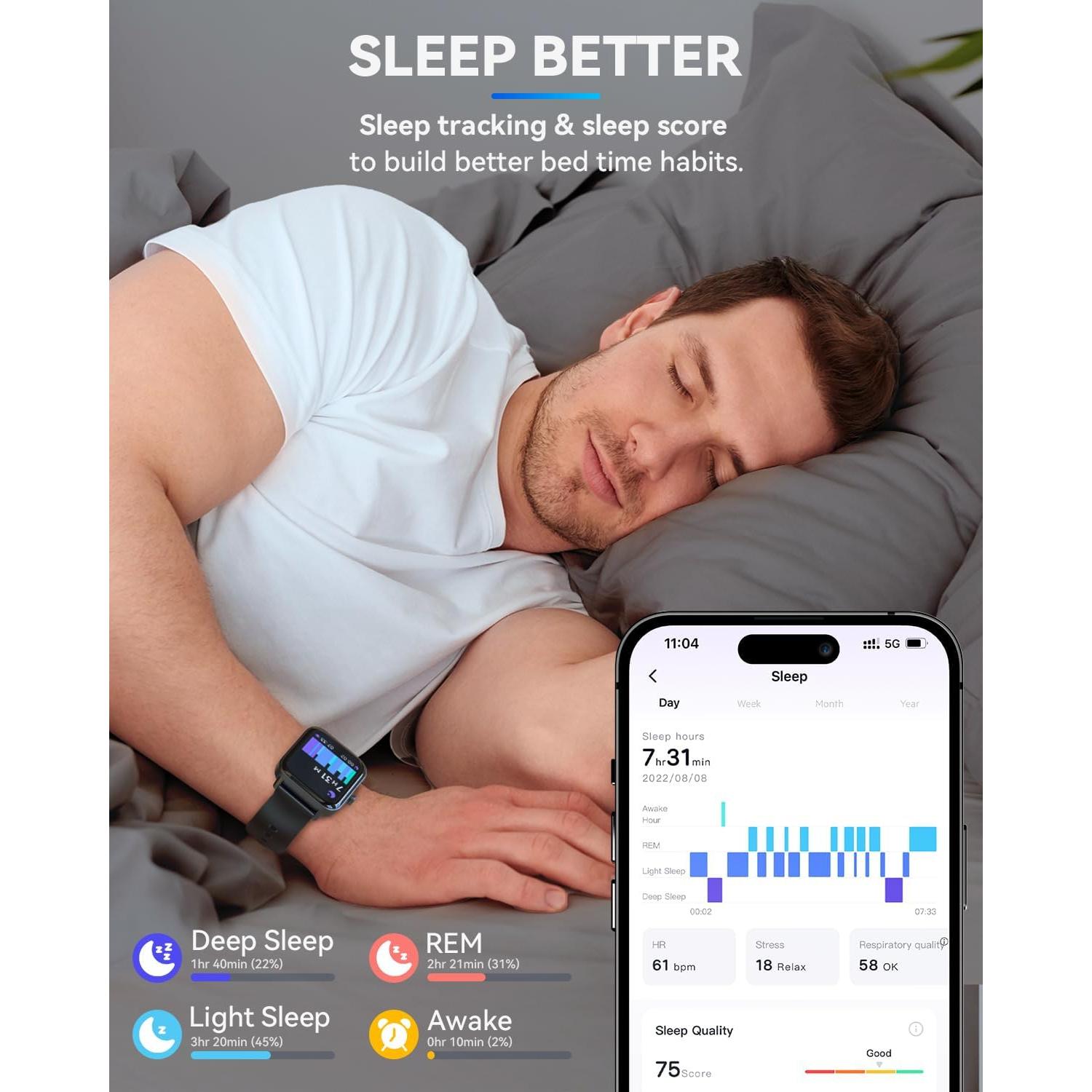 Reloj Inteligente aeac IDW19 1.8" HD Fitness IP68 Negro