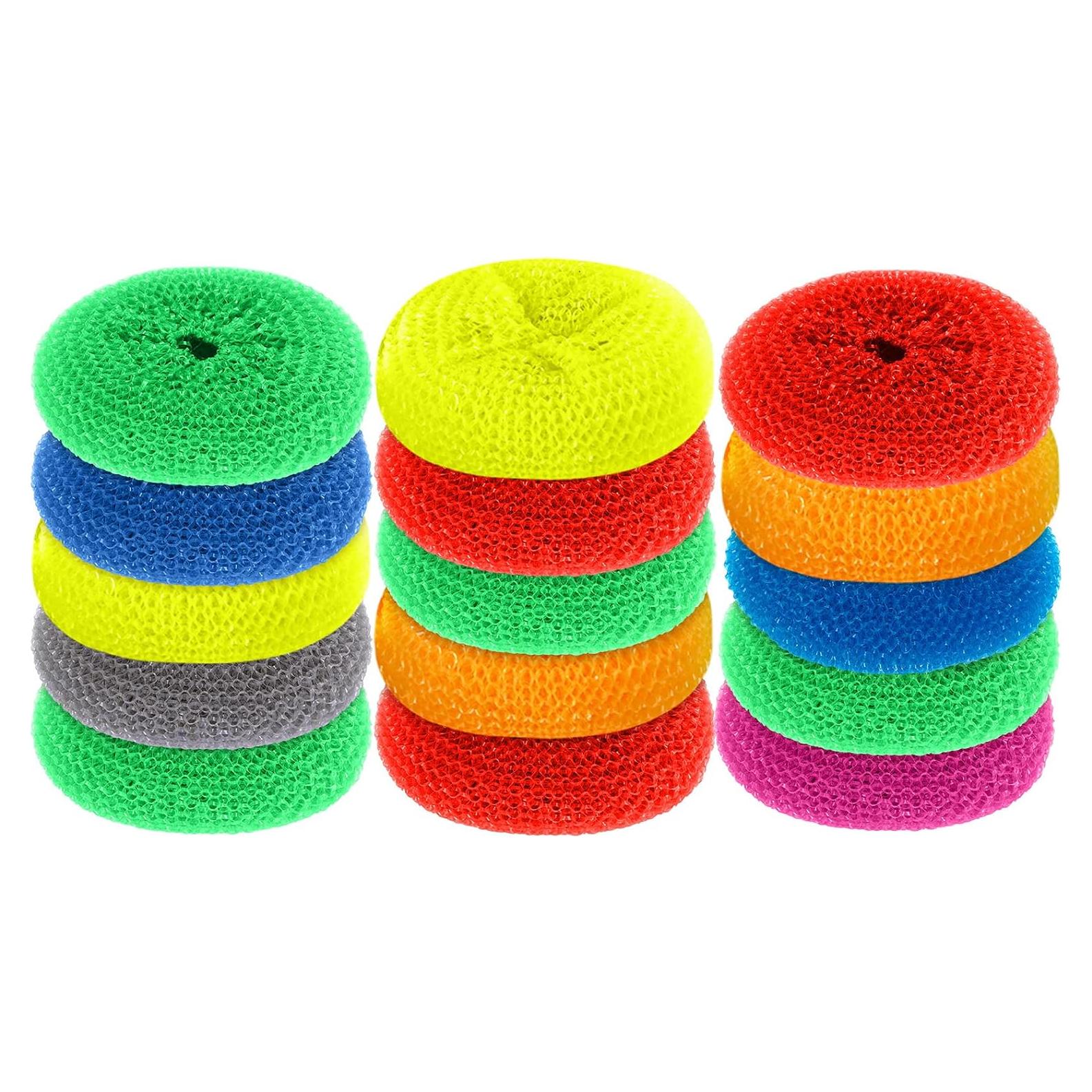 Esponjas de Plástico Blulu para Platos 15 Piezas Arcoíris