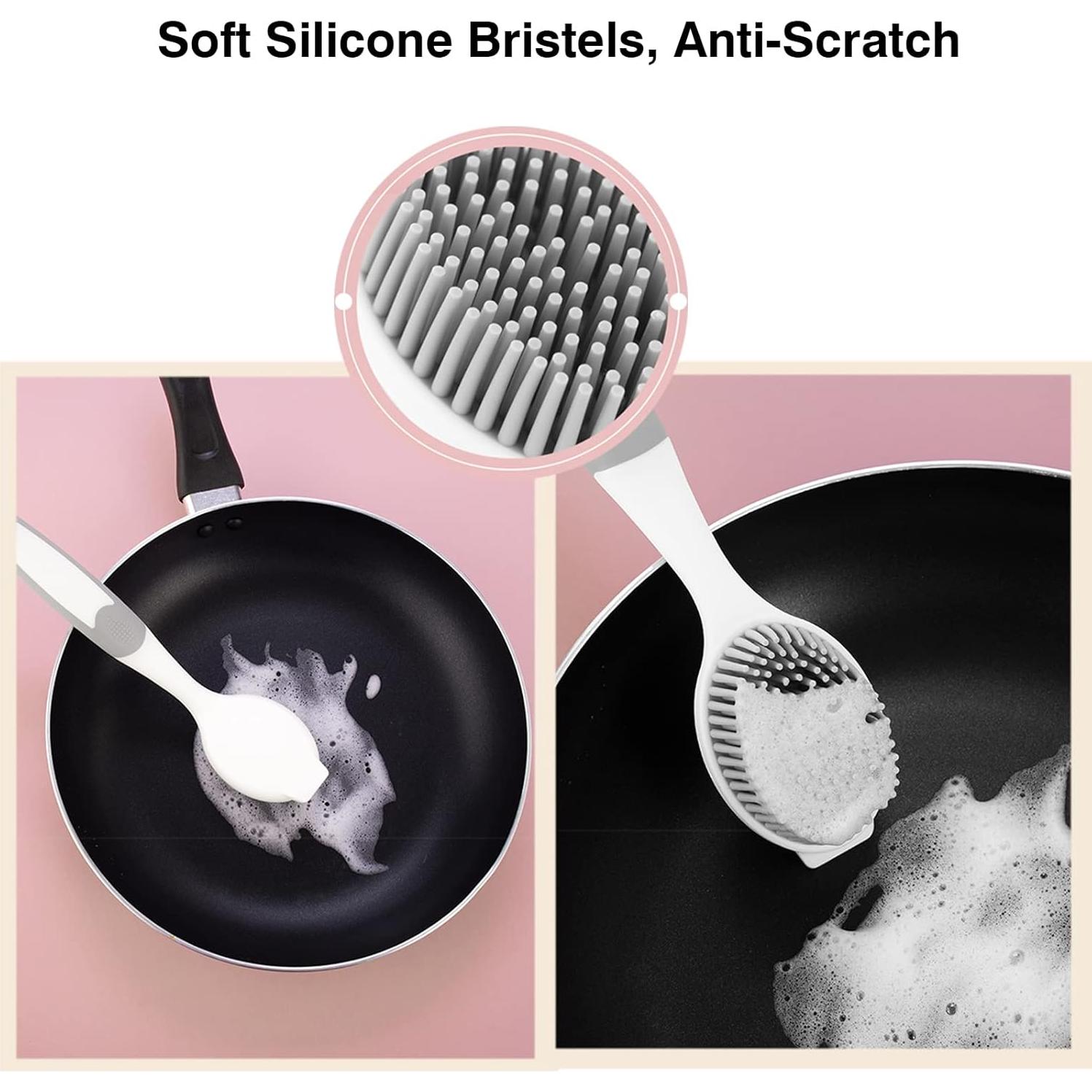 Cepillo de Silicona AMORBASE para Platos y Verduras - Blanco/Gris