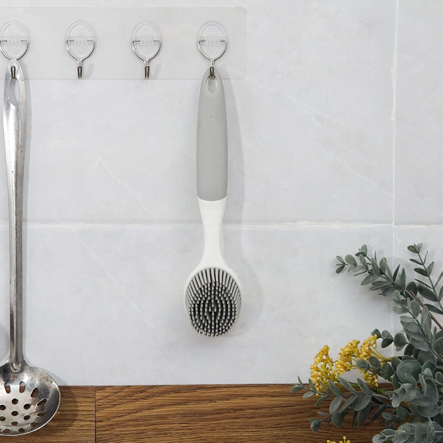 Cepillo de Silicona AMORBASE para Platos y Verduras - Blanco/Gris