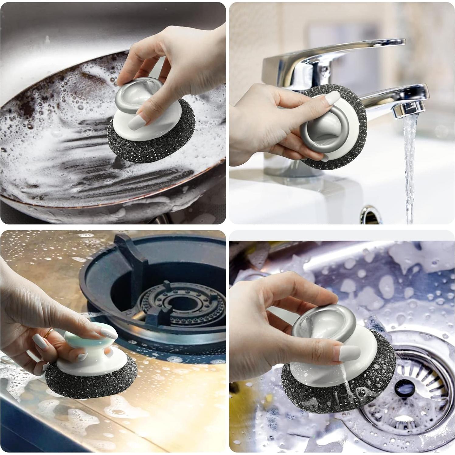 Estropajos de Acero Inoxidable HINGTAI con Mango - 2 Unidades