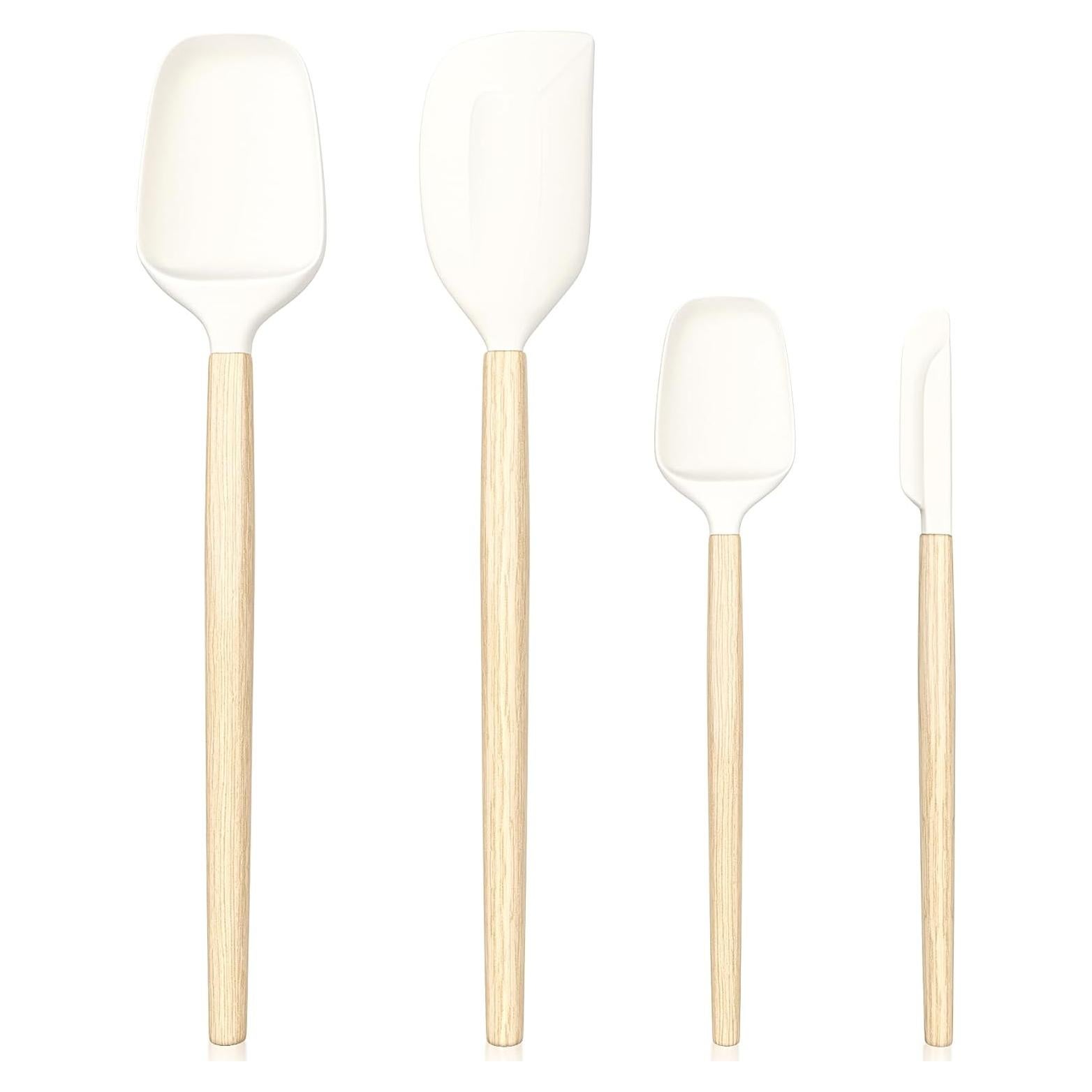 Juego de Espátulas de Silicona y Madera Lohepon 4Pcs