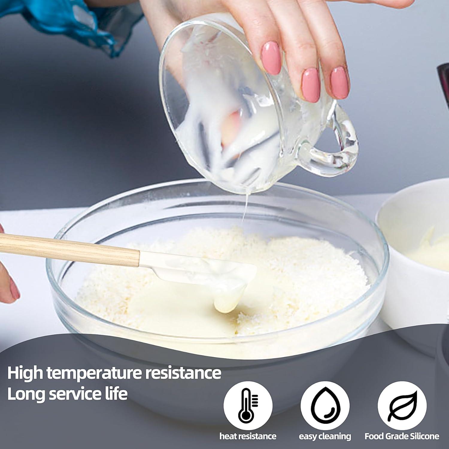 Juego de Espátulas de Silicona y Madera Lohepon 4Pcs