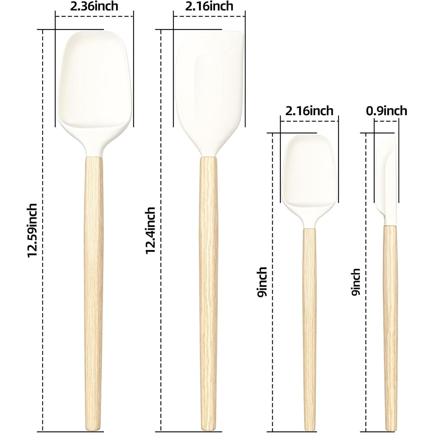 Juego de Espátulas de Silicona y Madera Lohepon 4Pcs