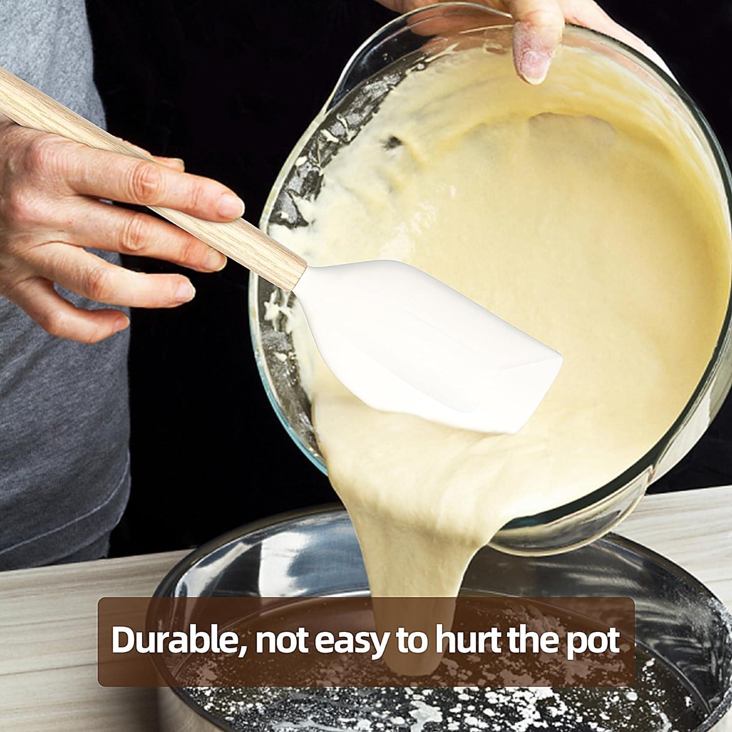 Juego de Espátulas de Silicona y Madera Lohepon 4Pcs