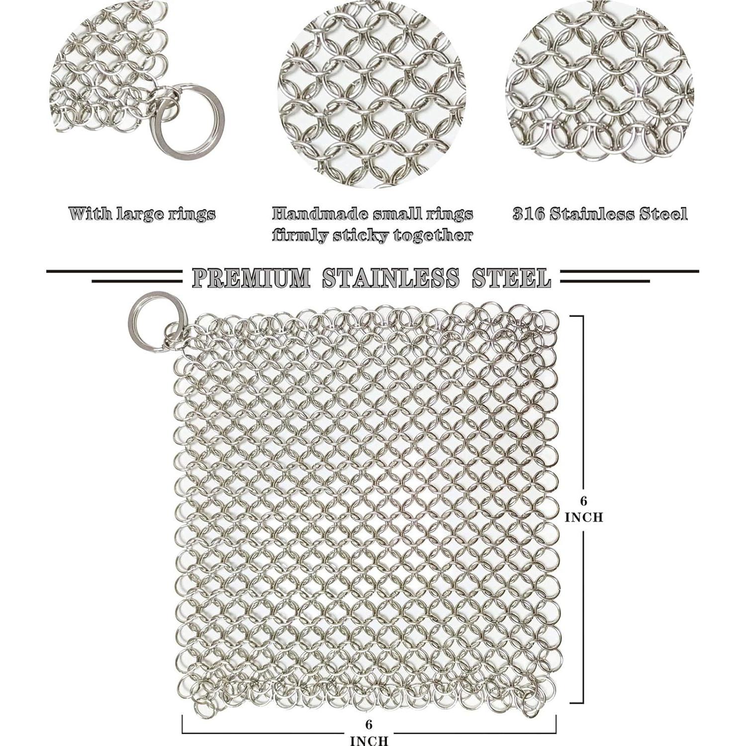 Estropajo de Cadena Acero Inoxidable 15x15 cm para Sartenes