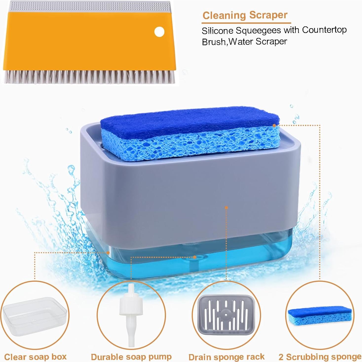 Dispensador de Jabón 2 en 1 HvOvMvE con Esponjas y Raspador