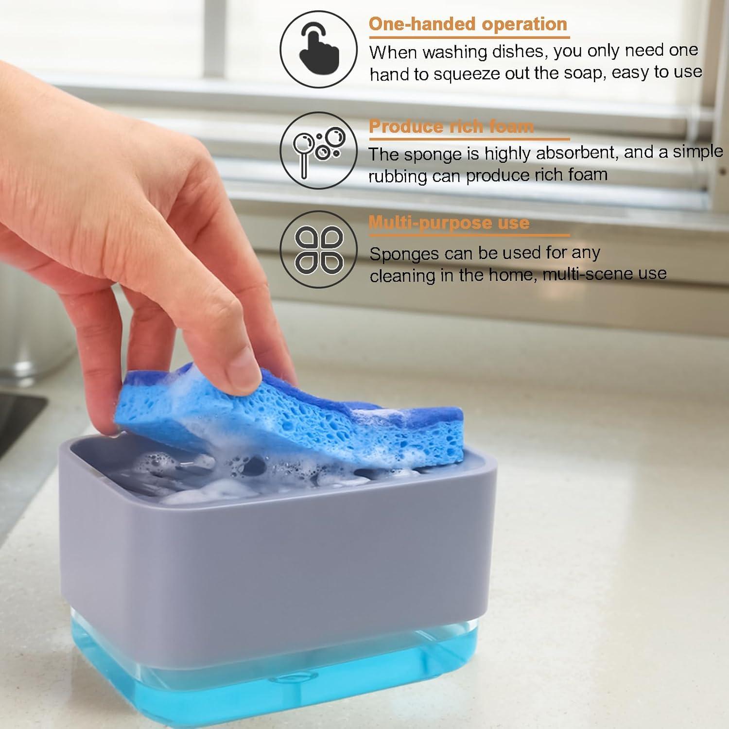 Dispensador de Jabón 2 en 1 HvOvMvE con Esponjas y Raspador