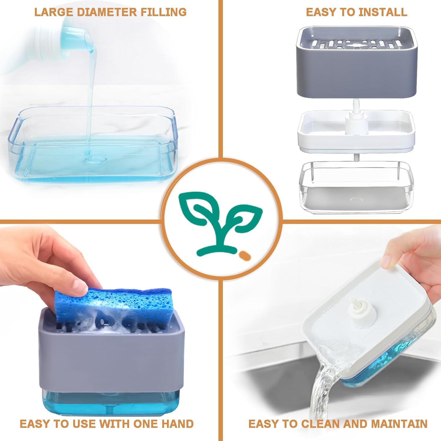 Dispensador de Jabón 2 en 1 HvOvMvE con Esponjas y Raspador