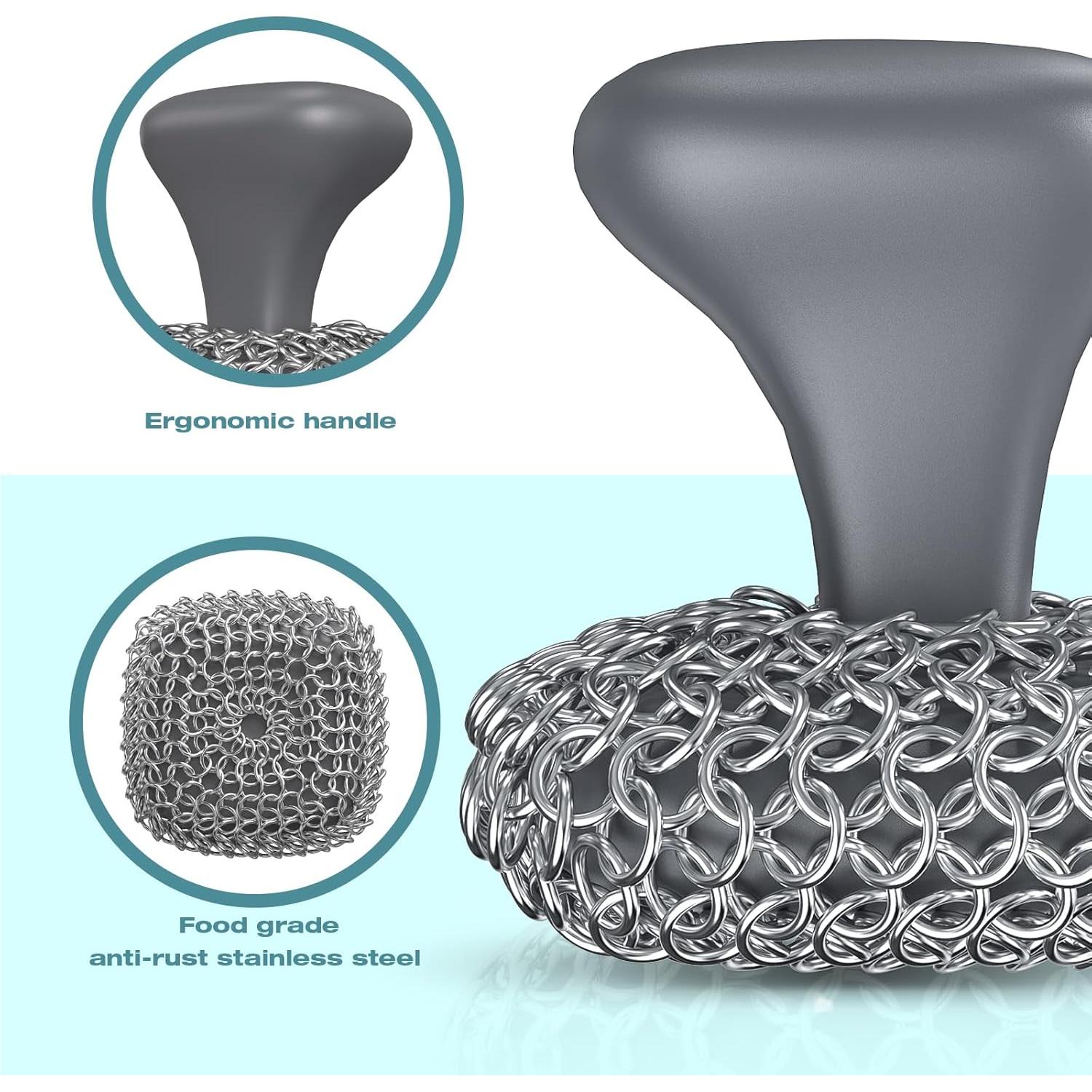 Estropajo de Hierro Fundido Purgreat con Raspador - Kit de Limpieza