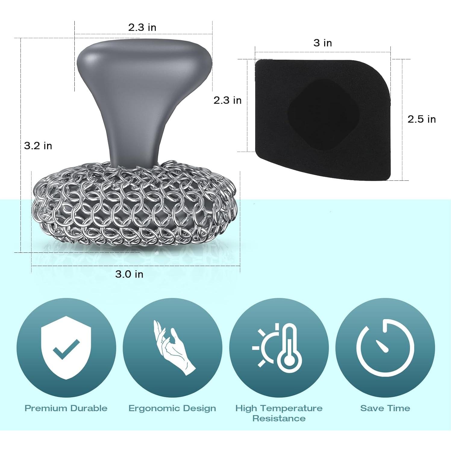 Estropajo de Hierro Fundido Purgreat con Raspador - Kit de Limpieza