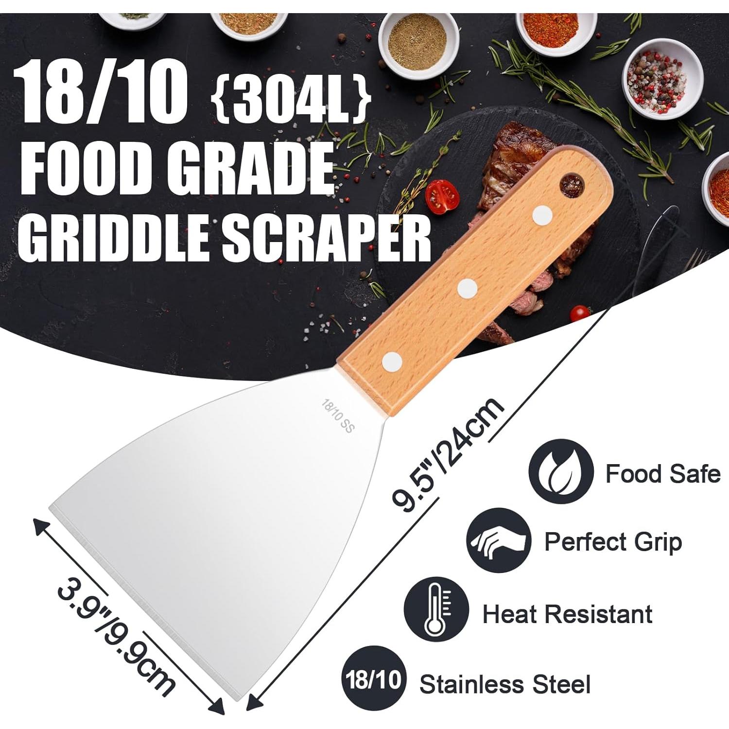 Juego de raspadores para parrilla Leonyo acero inoxidable 18/10