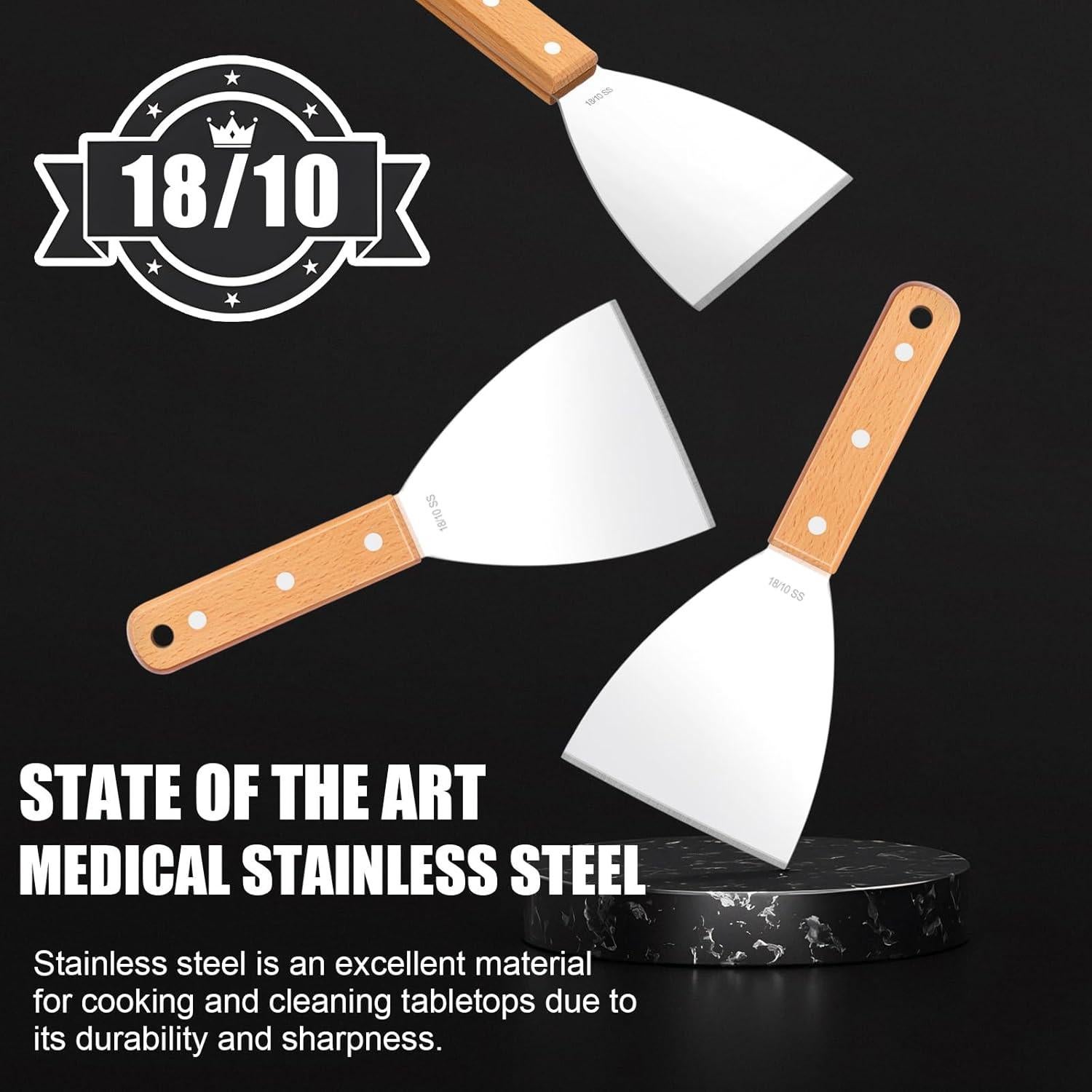 Juego de raspadores para parrilla Leonyo acero inoxidable 18/10