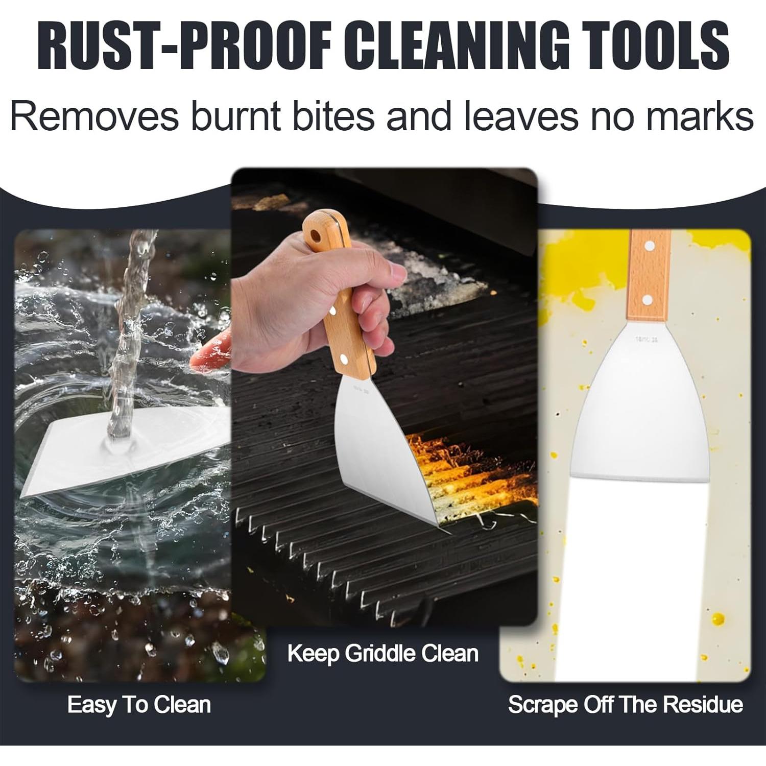 Juego de raspadores para parrilla Leonyo acero inoxidable 18/10