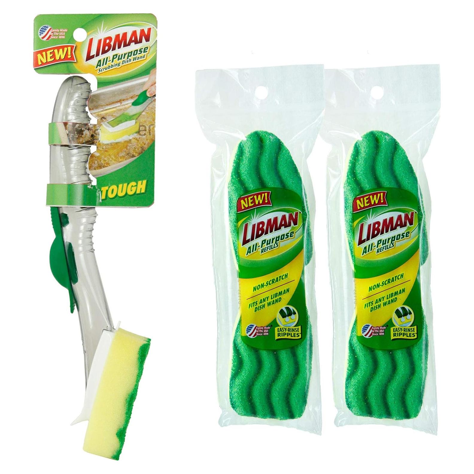 Varita de Fregar Libman con 2 Recambios de Esponja Verde