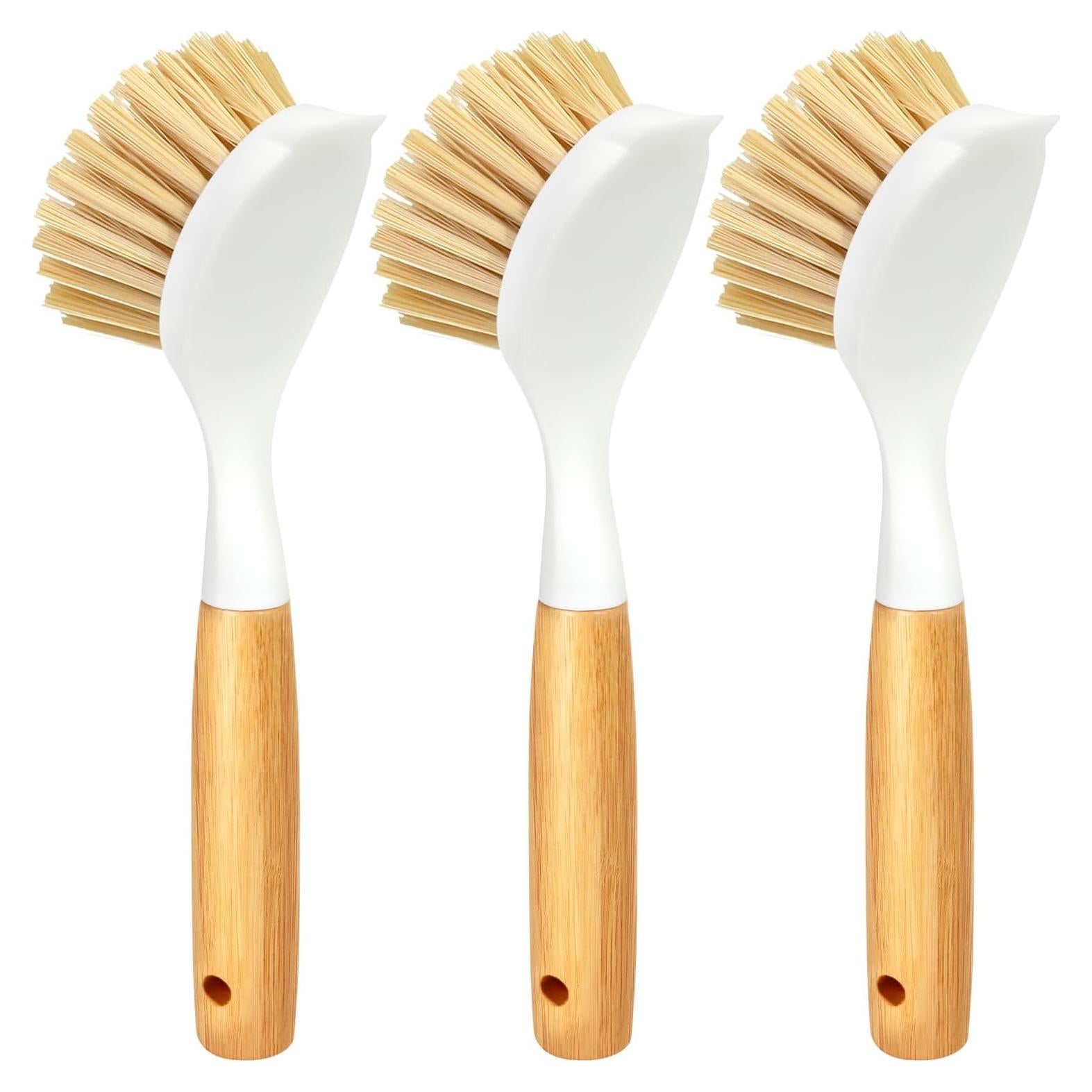 Conjunto de cepillos de cocina Holikme 3 piezas bambú amarillo