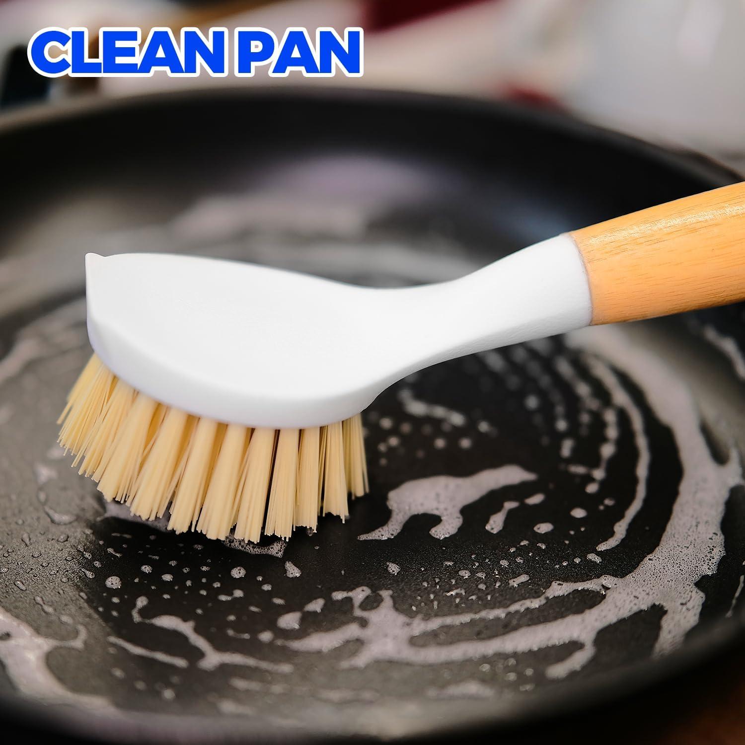 Conjunto de cepillos de cocina Holikme 3 piezas bambú amarillo