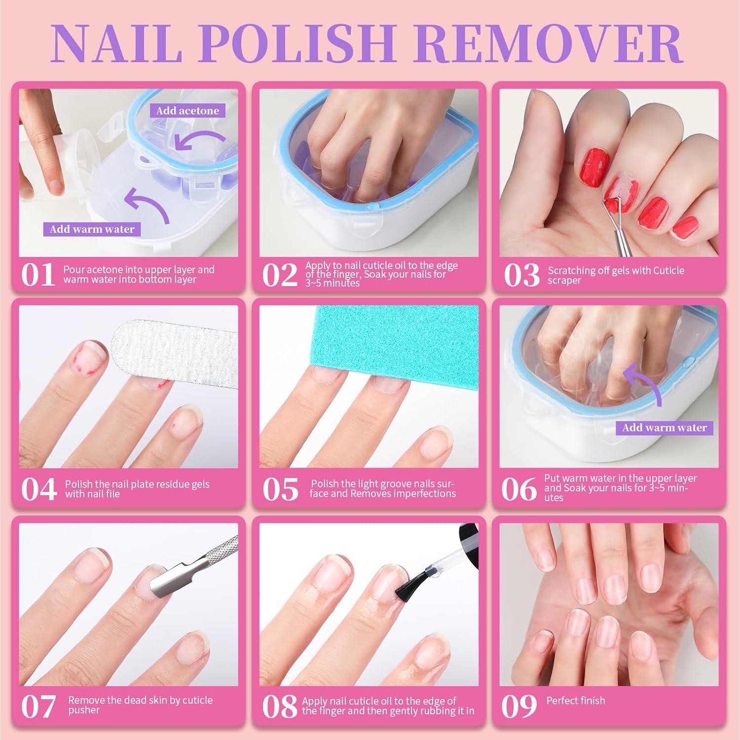 Kit Tazón de Remojo para Uñas Teenitor con Aceite y Herramientas