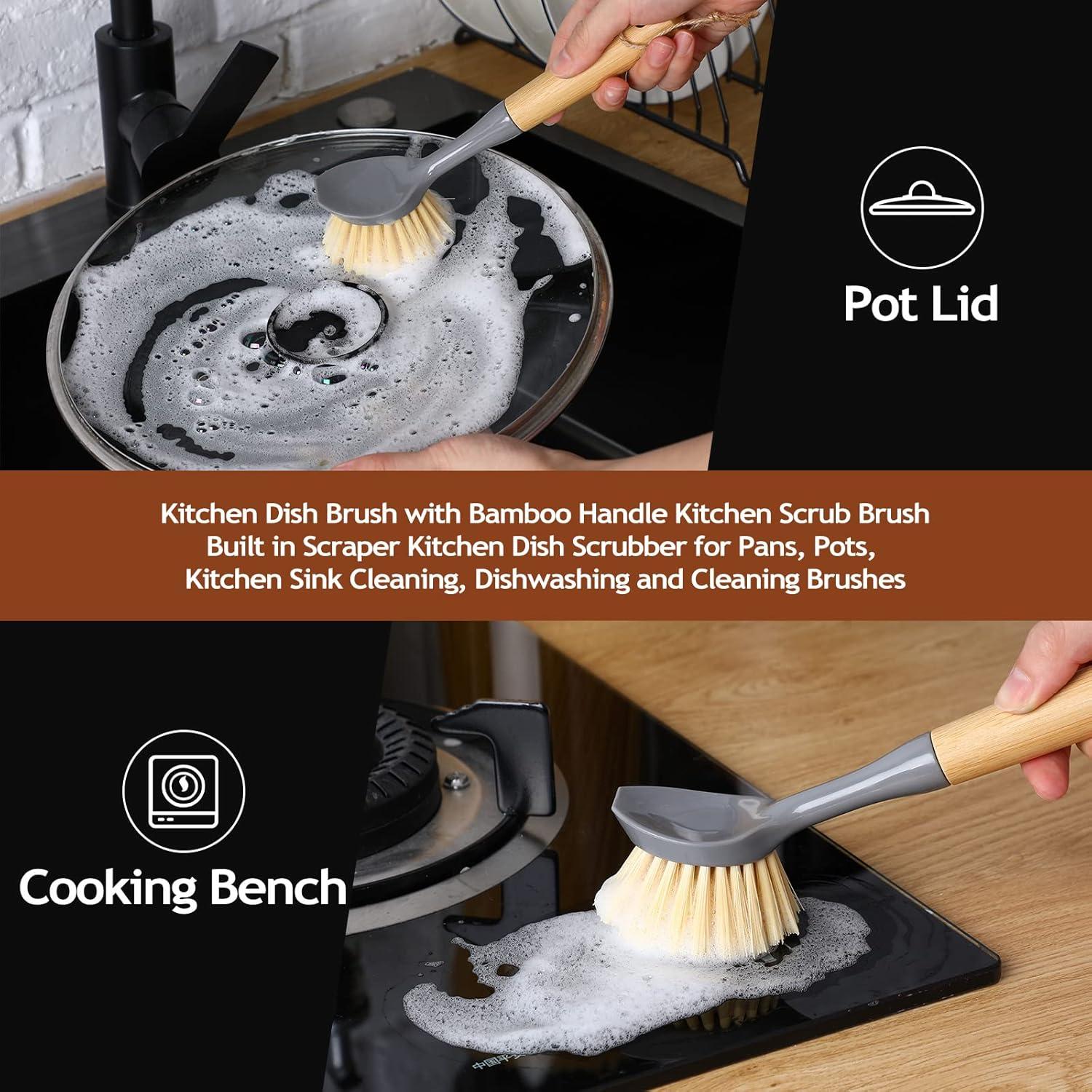 8 Cepillos de Cocina de Bambú para Platos - Mimorou