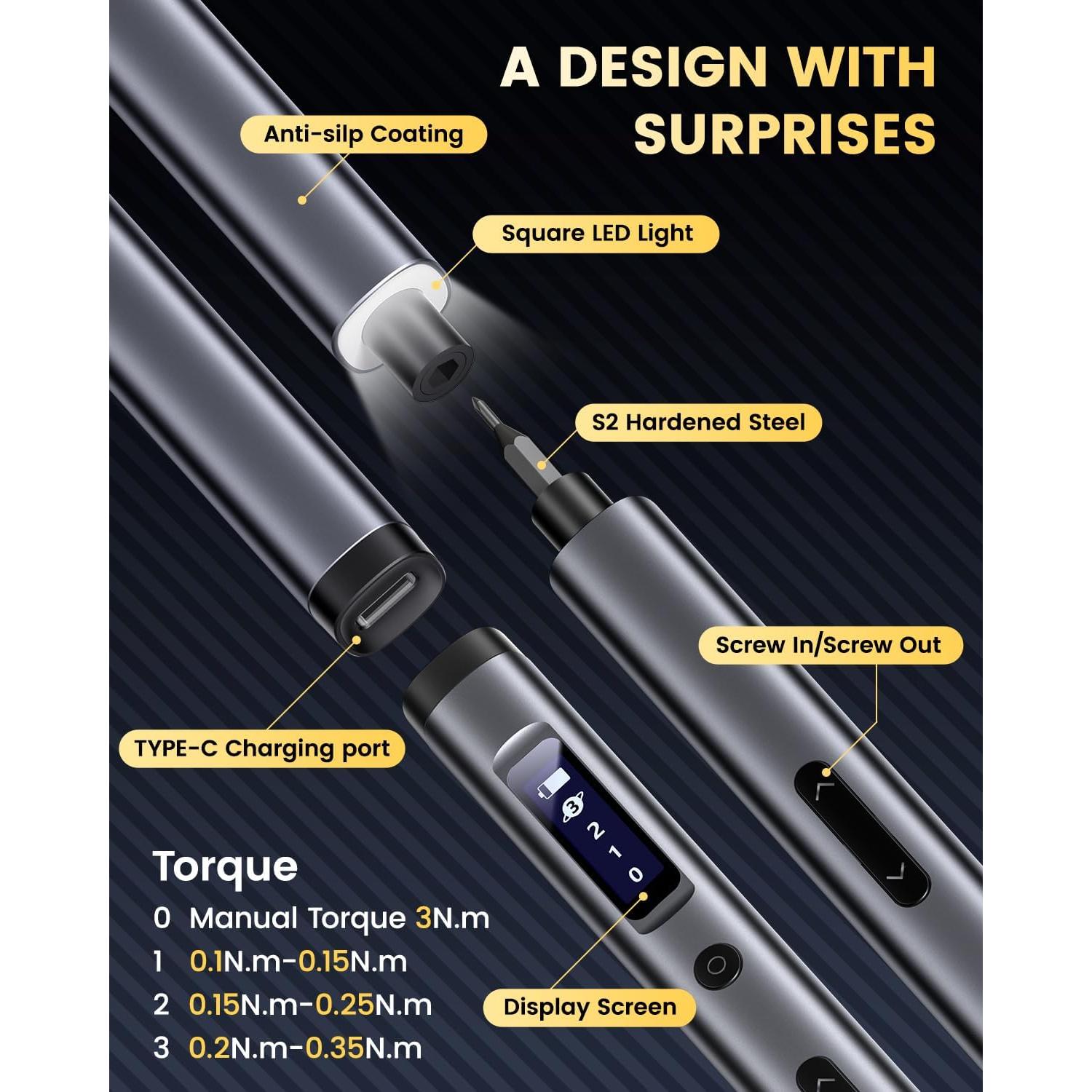 Juego de Destornillador Eléctrico Mini UF-TOOLS 66 en 1 con Pantalla LCD