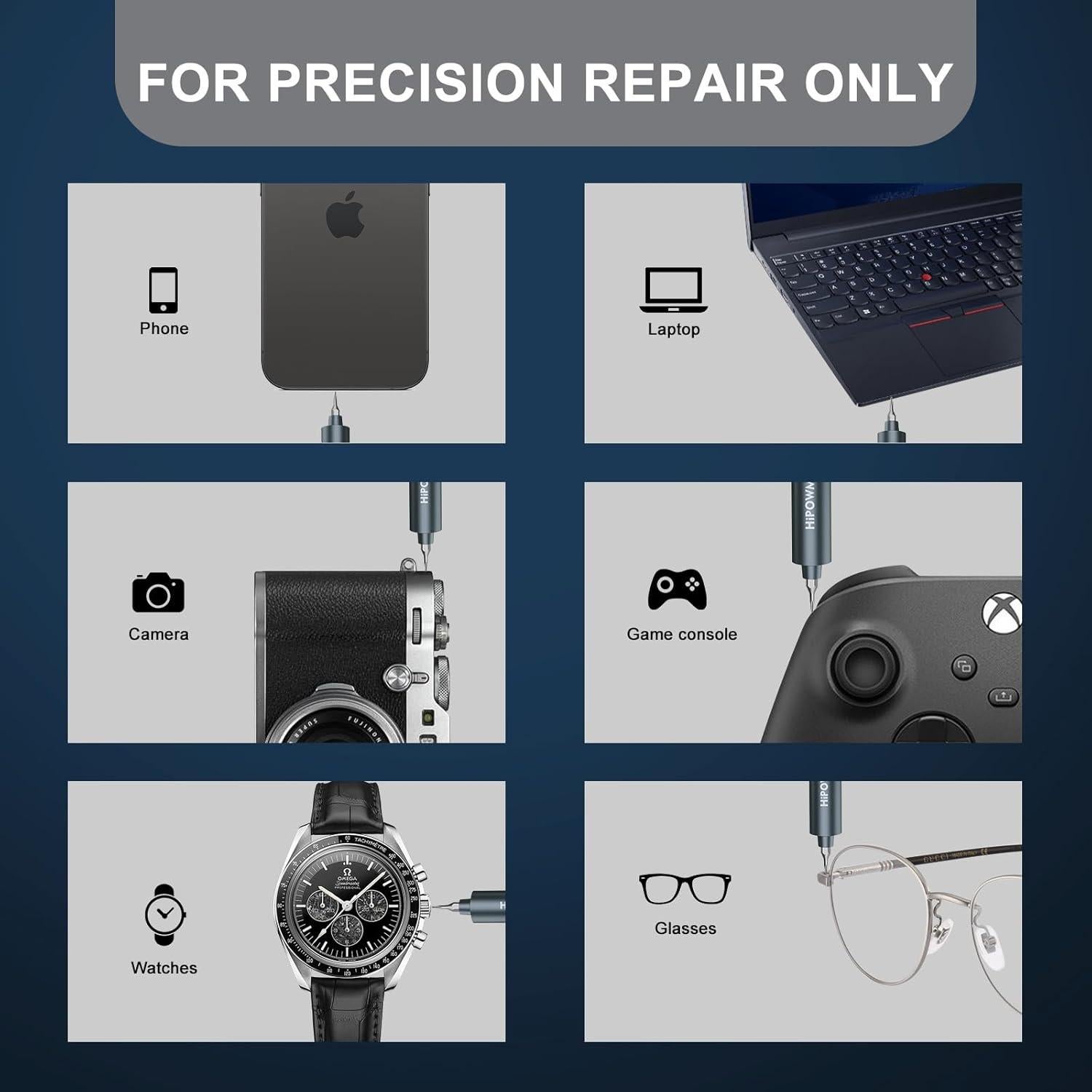 Destornillador Eléctrico Mini HiPOWMAX 49-en-1 Inalámbrico