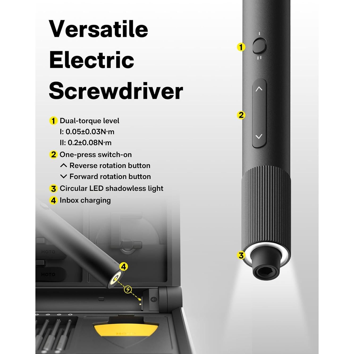 Juego de Destornilladores Eléctricos HOTO 48 en 1 con Luz LED
