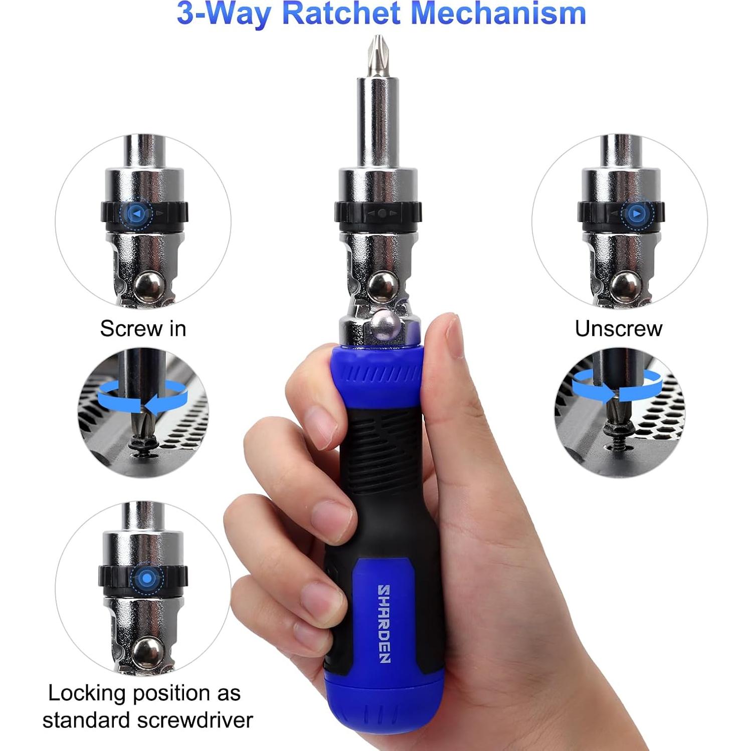 Destornillador Multi 13 en 1 SHARDEN con Carraca y Bits