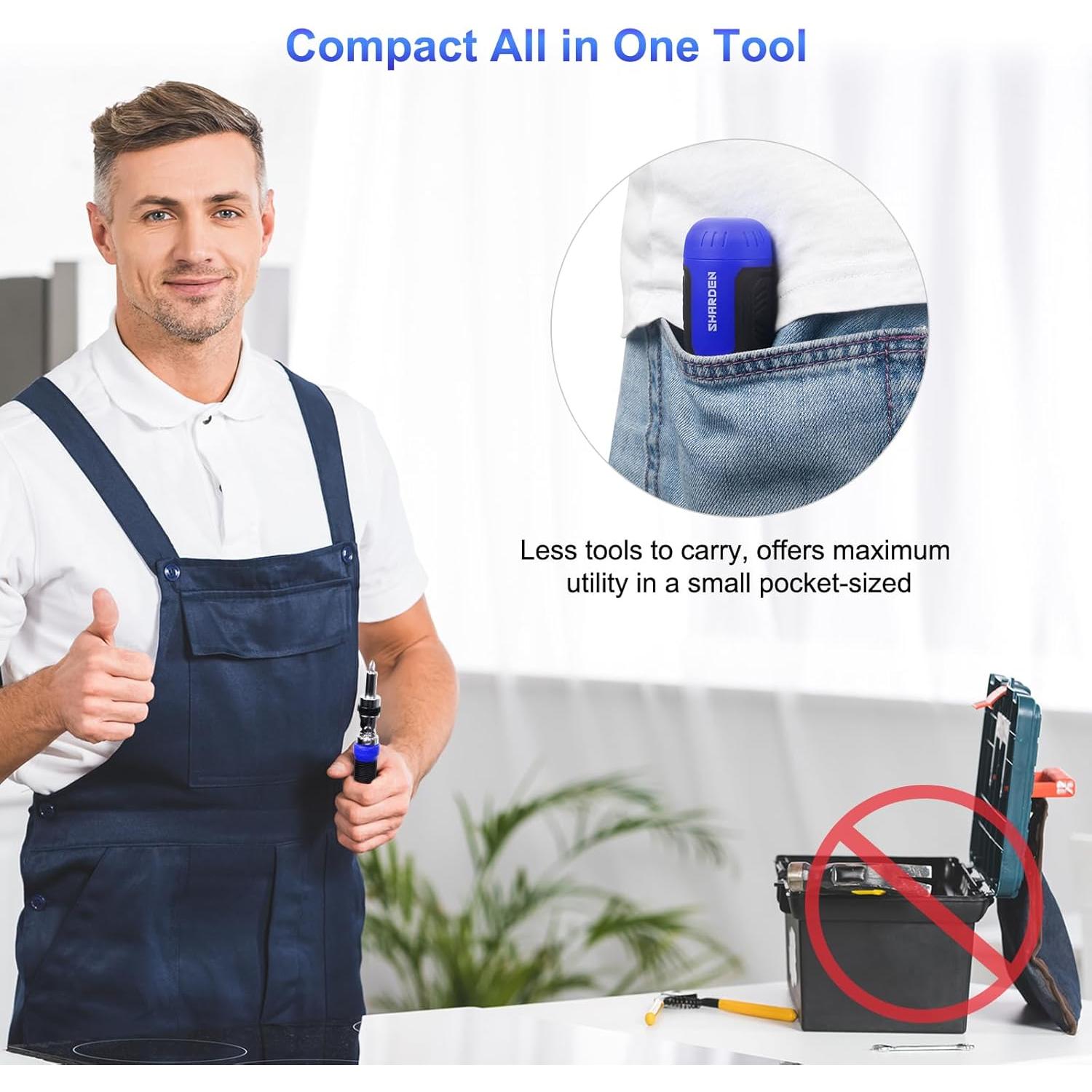 Destornillador Multi 13 en 1 SHARDEN con Carraca y Bits