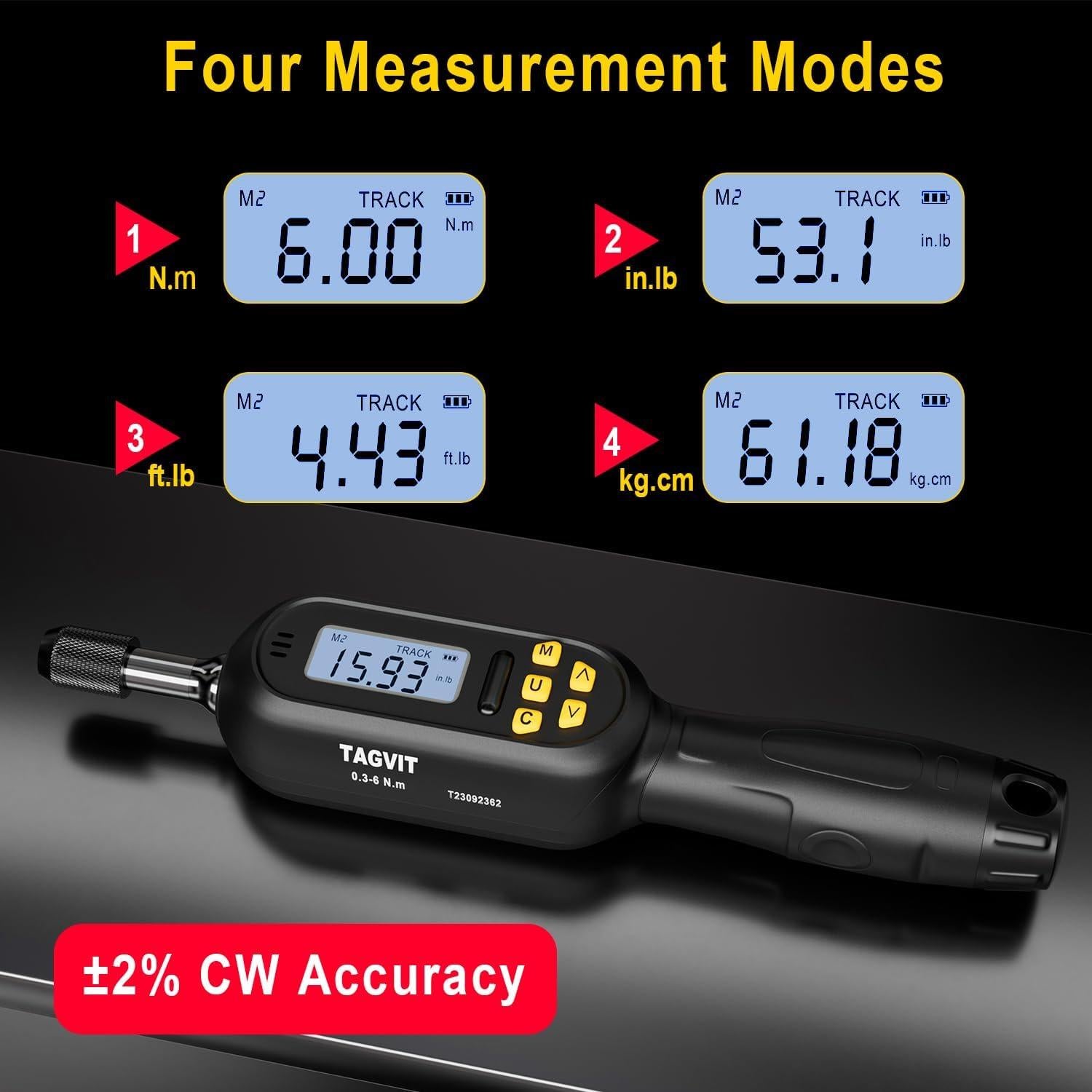 Destornillador de Par Digital TAGVIT 0.3-6 N.m 1/4"