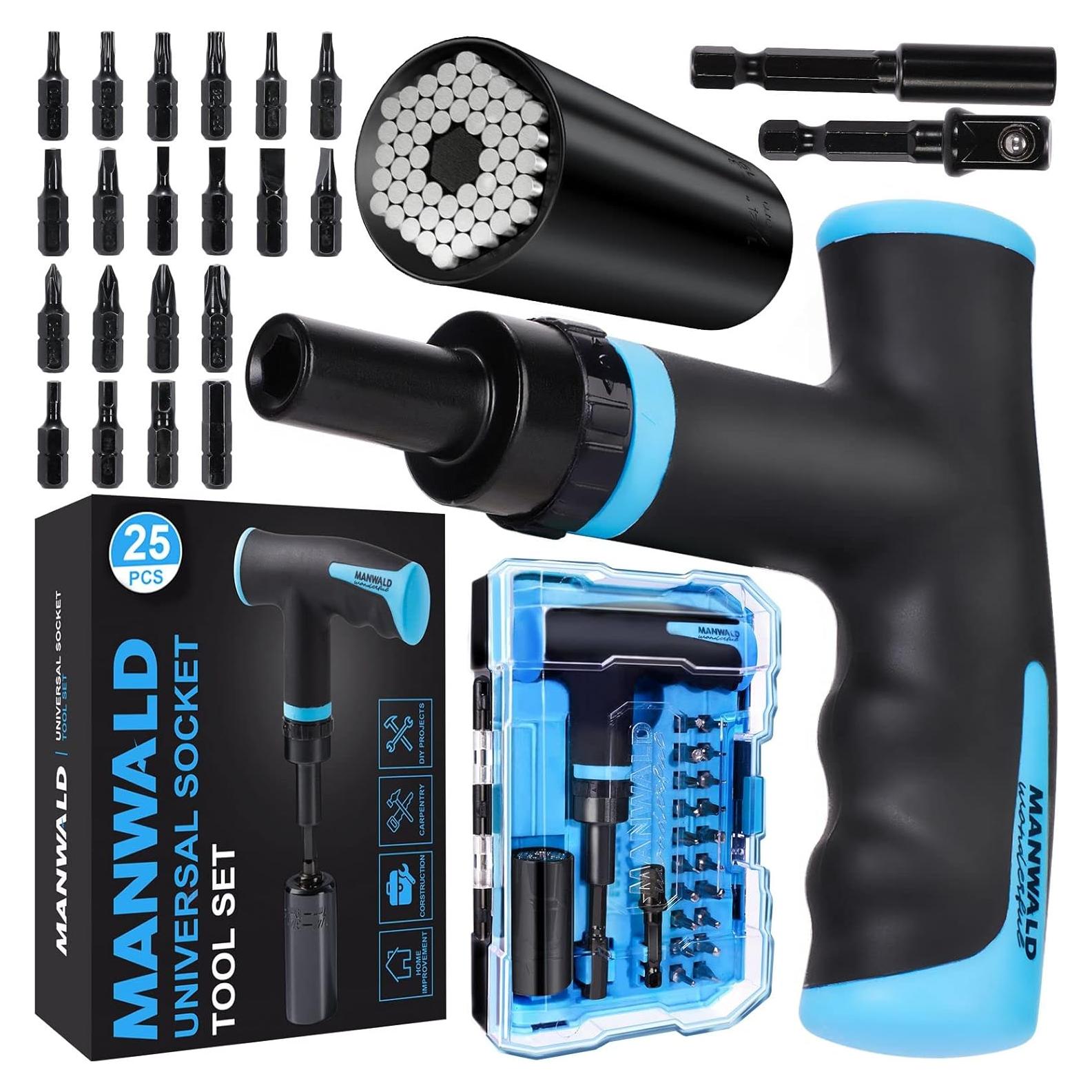 Juego de Herramientas MANWALD 25 Piezas Destornillador Trinquete