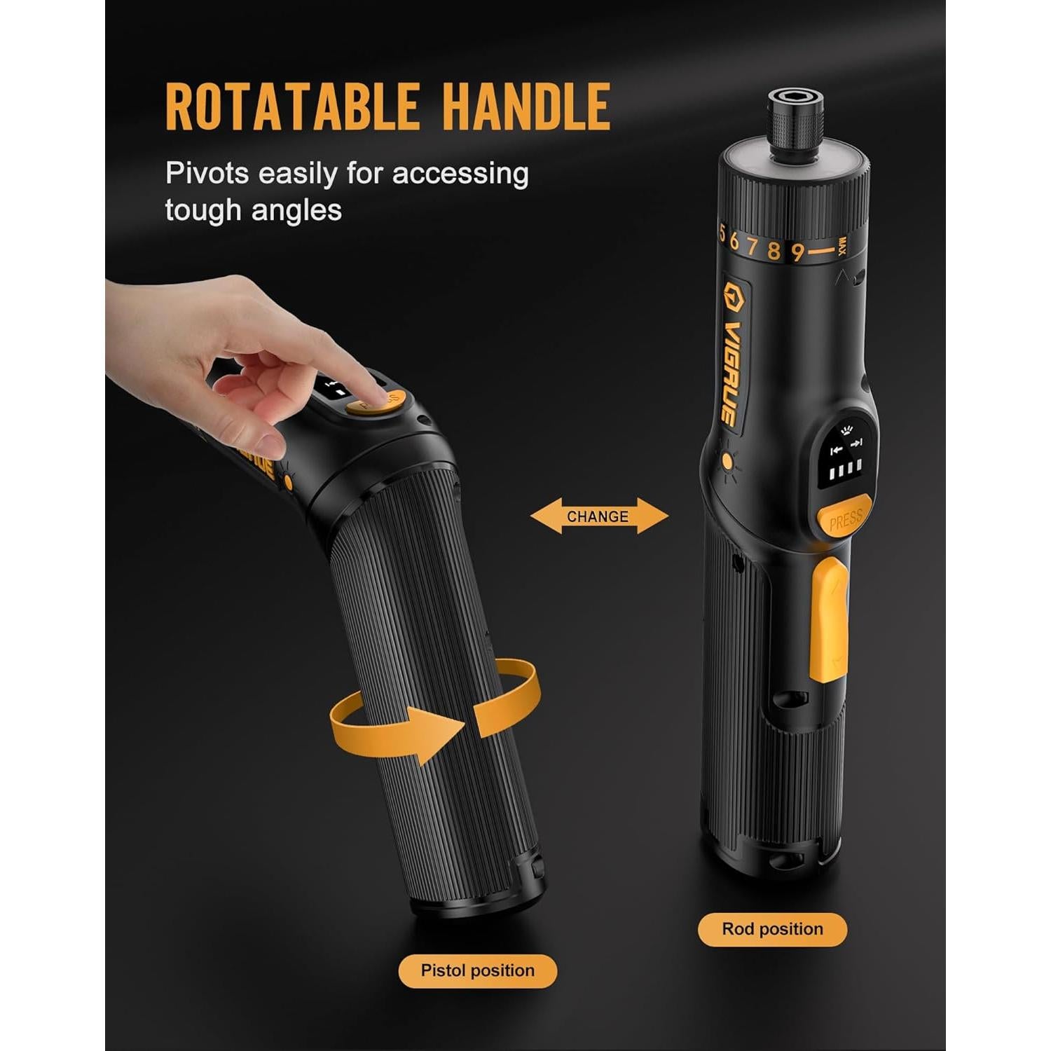 Destornillador Eléctrico Inalámbrico VIGRUE 8V con 47 Accesorios