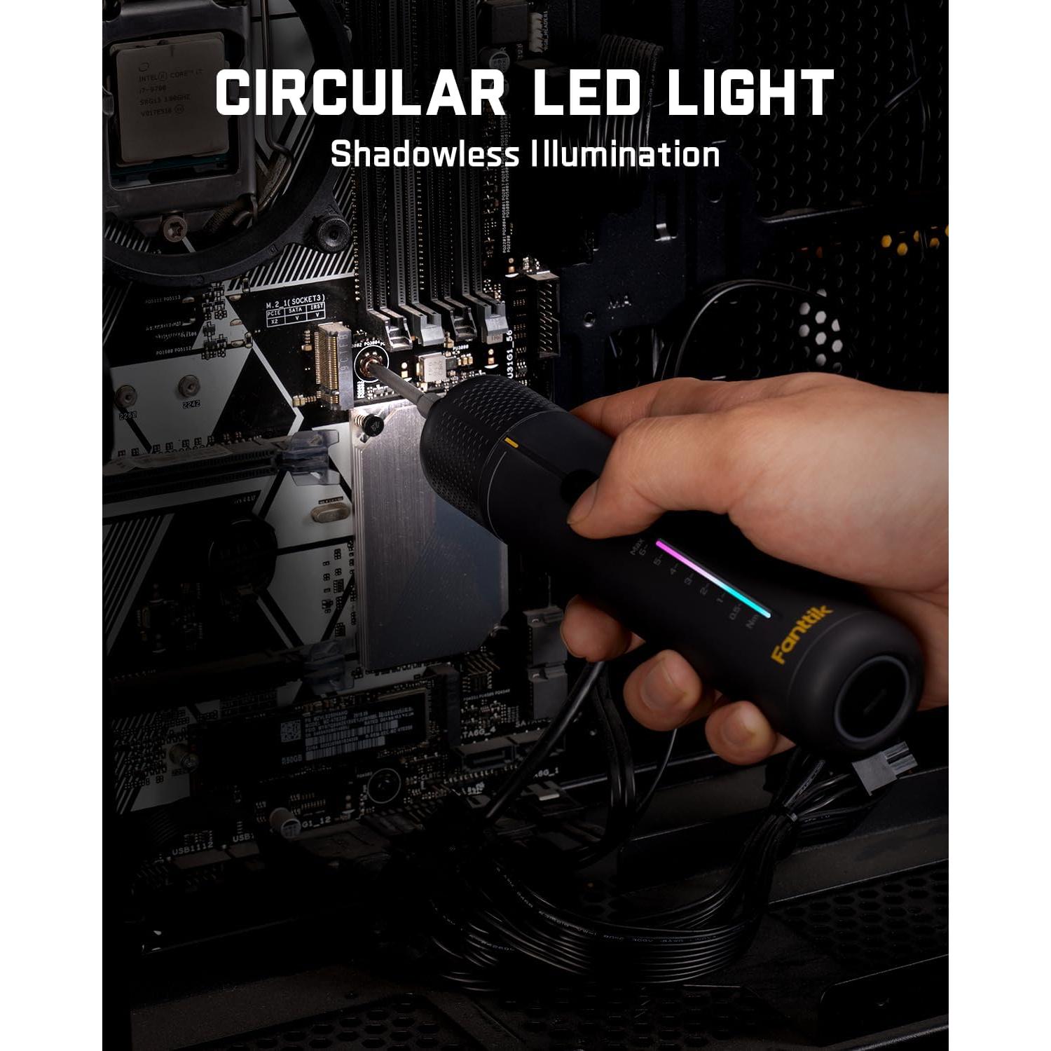 S2 Pro Electric Screwdriver, Cordless Screwdriver Set, 7 Torque Settings, 0.5 to 6N.m, 20 Magnetic Bits, 1/4''Hex Shank, with 90° Angle Adapter, for Furniture, Household Repairs