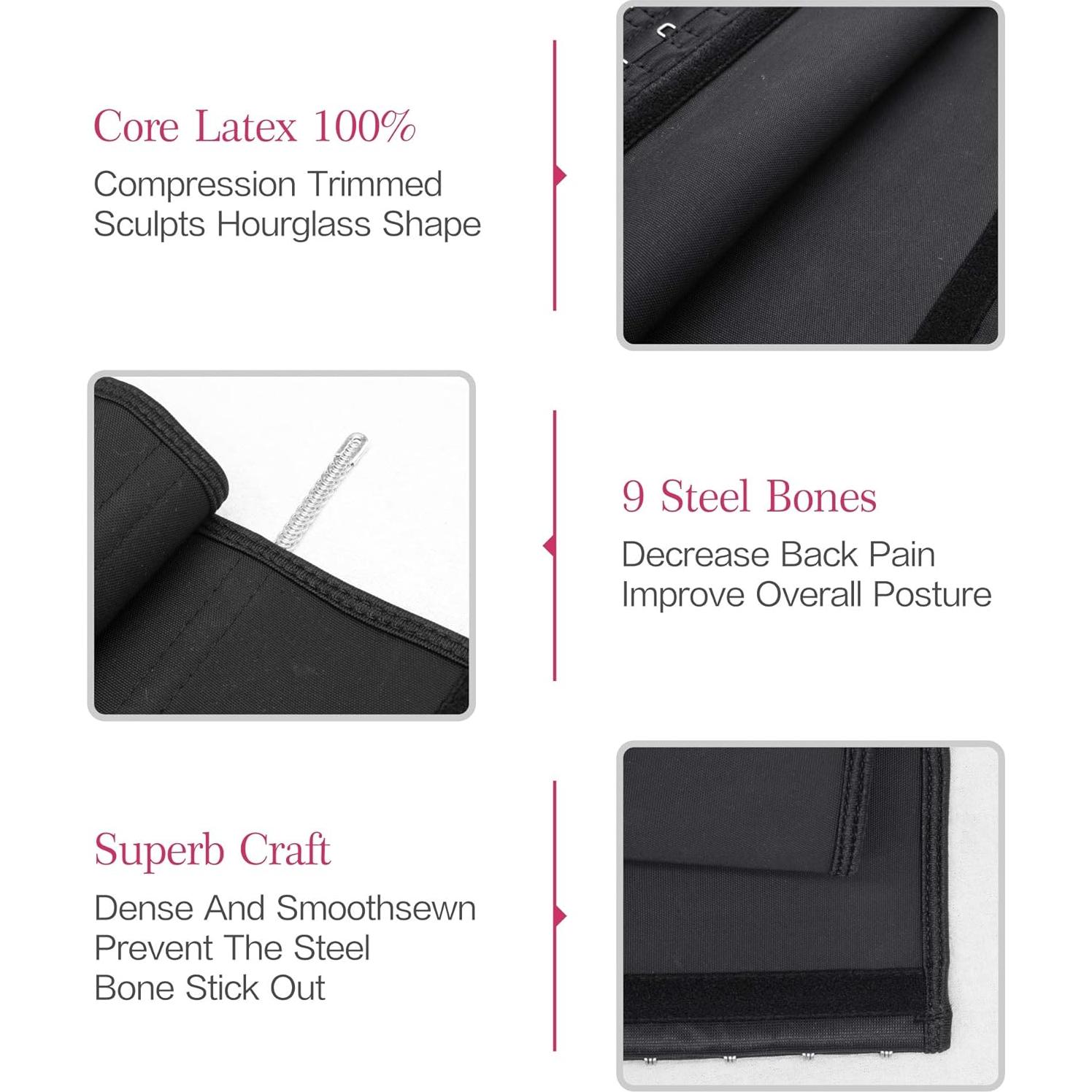 Faja Moldeadora YIANNA para Mujeres Negro 4 Ganchos