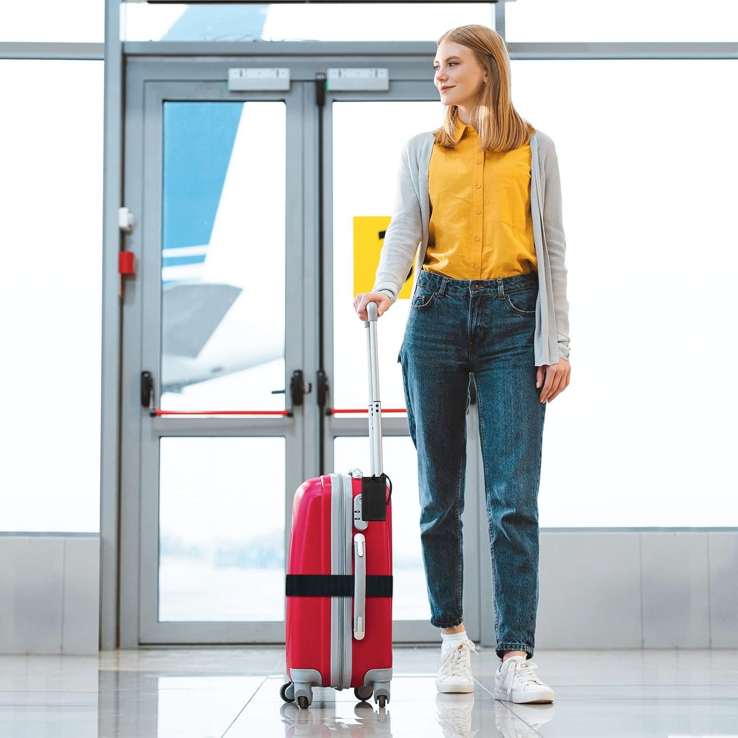 Juego de 8 correas y etiquetas de equipaje Leehoom morado