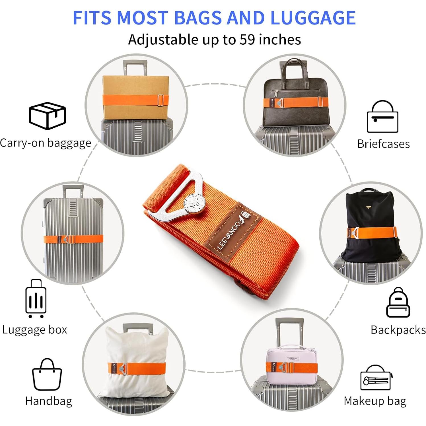Correa de Equipaje 2-en-1 Leevanoo Naranja Ajustable 113 cm
