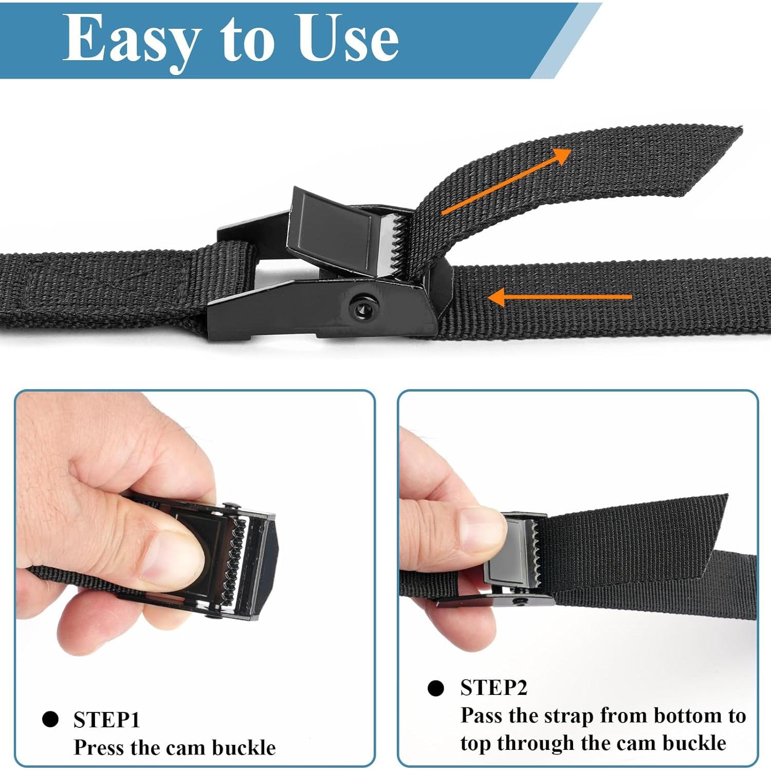 Correas de Amarre PEASUG 4 Pcs 2,54 cm x 3,48 m Ajustables