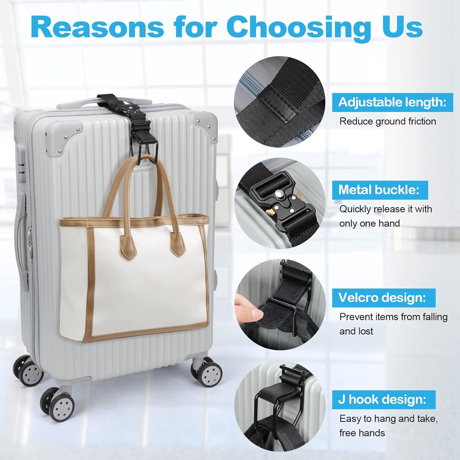 Correa de Gancho J Ajustable Exshoiu para Equipaje Negro