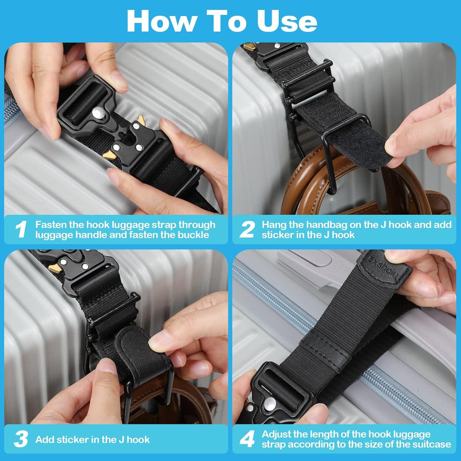 Correa de Gancho J Ajustable Exshoiu para Equipaje Negro