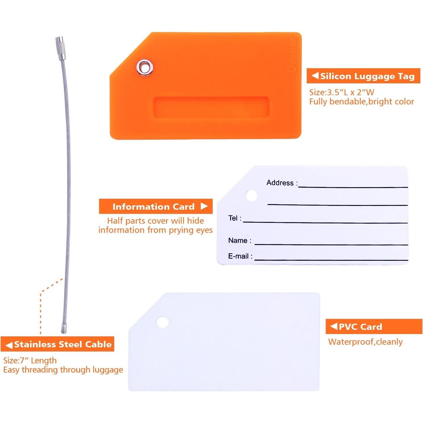 Etiqueta de Equipaje Silicona Ovener Naranja 8,89x5,08cm