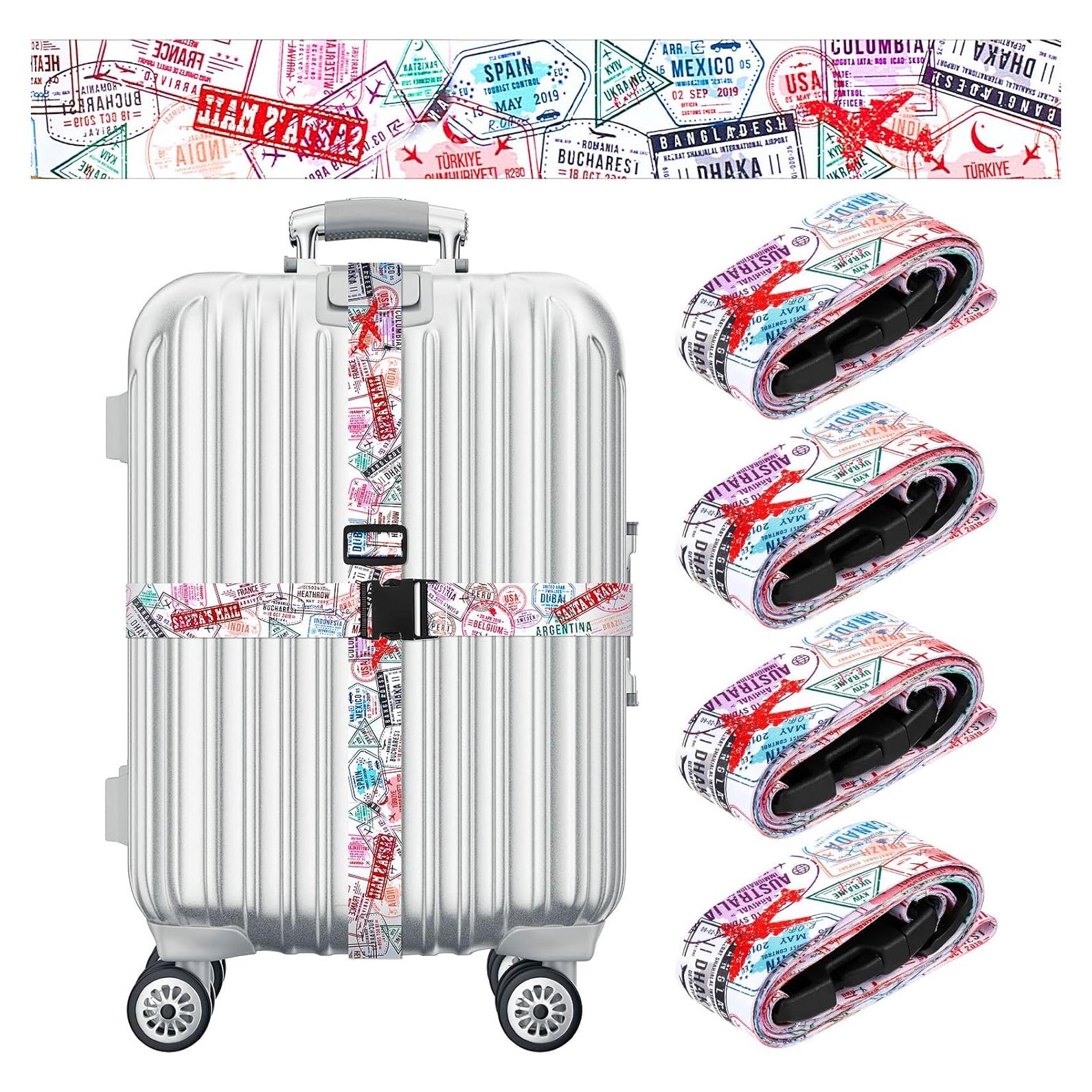 Correas de Equipaje Patelai 4 Pack Ajustables 5 cm x 183 cm