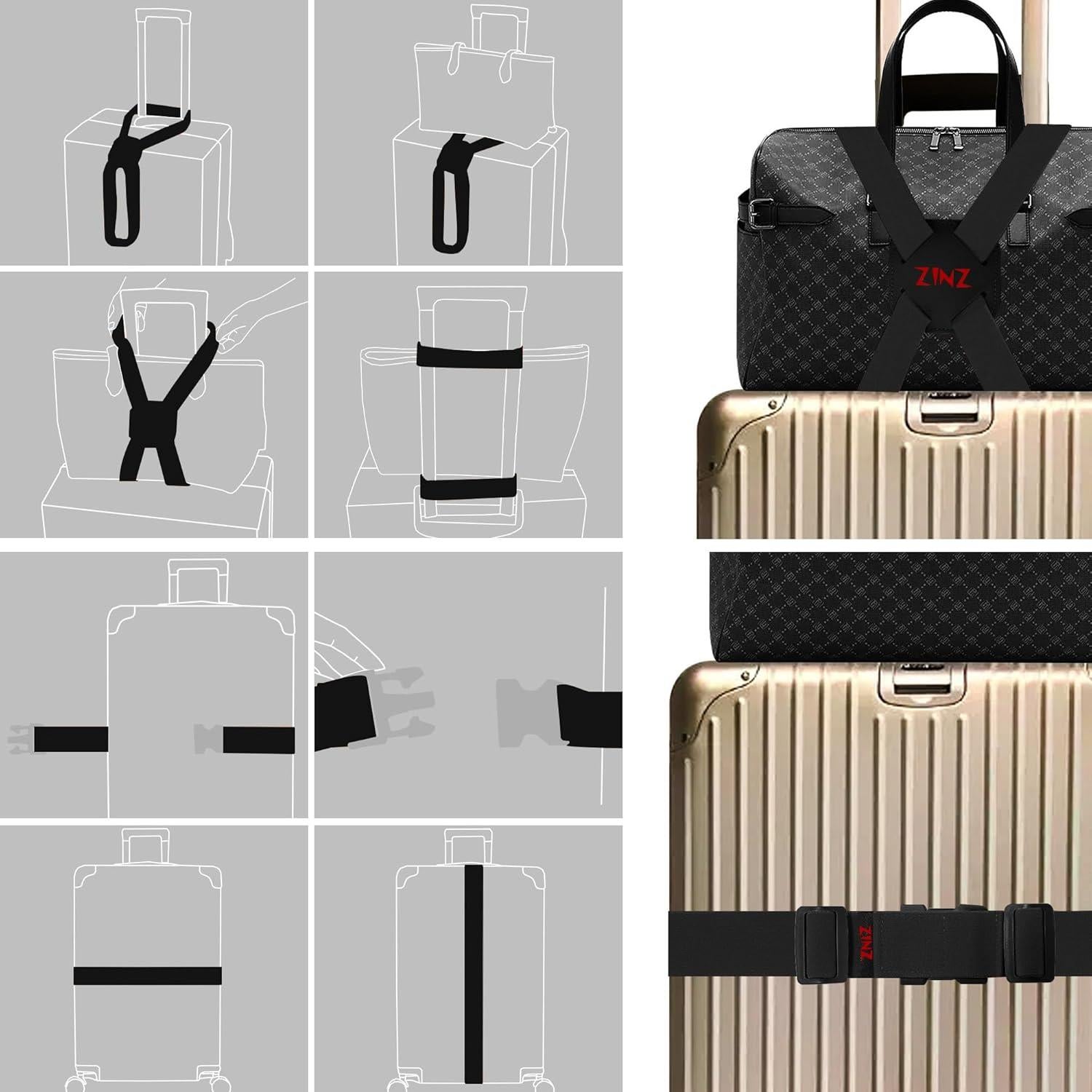 Juego de 2 correas de equipaje ZINZ elásticas ajustables