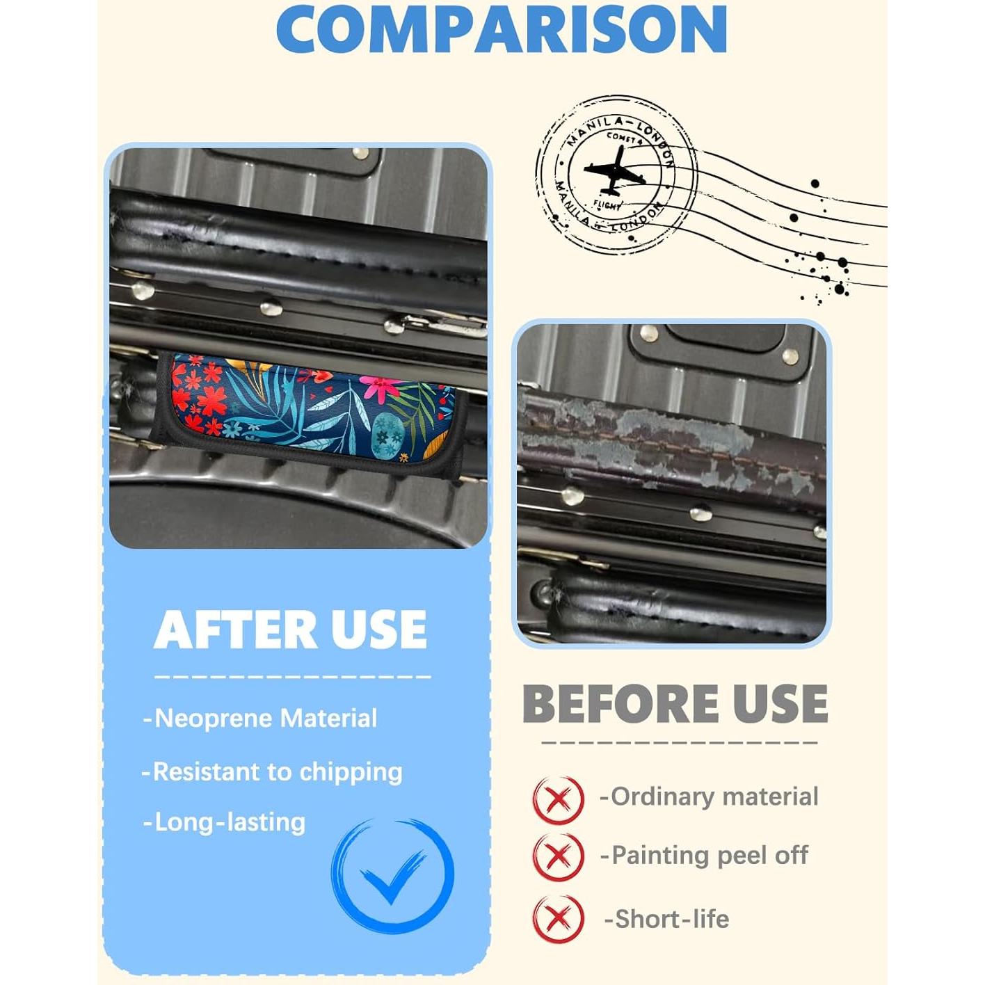 Funda de Mango de Equipaje Slohif Neopreno Floral Azul