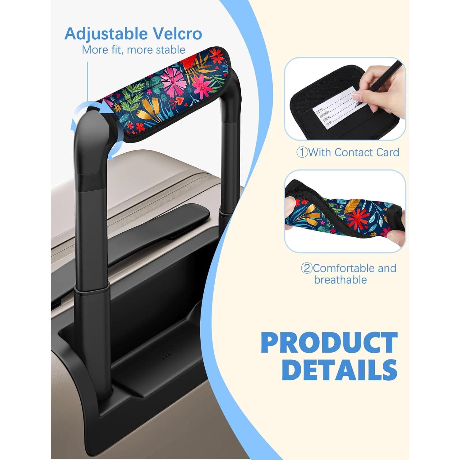 Funda de Mango de Equipaje Slohif Neopreno Floral Azul