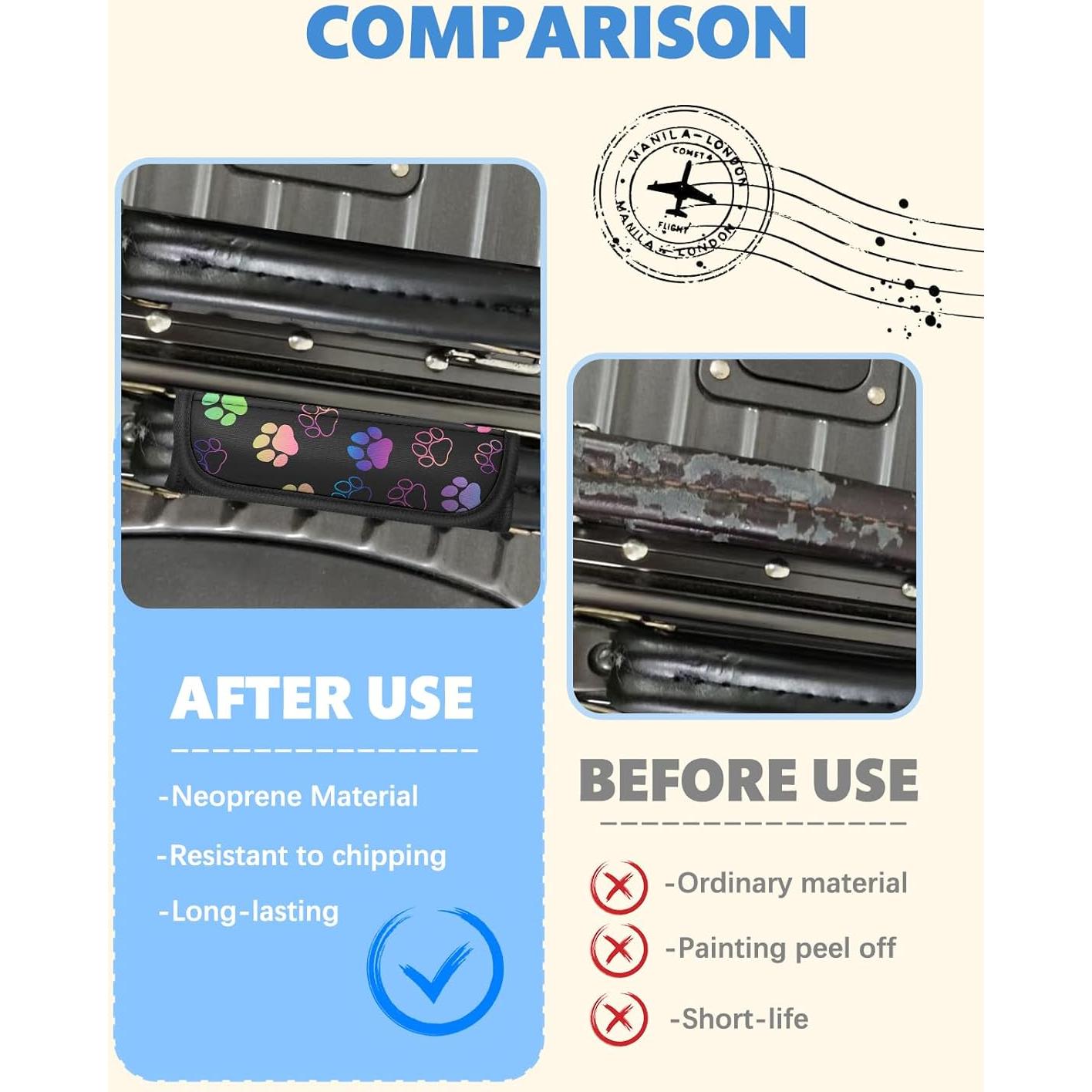 Funda de Mango de Equipaje Slohif 3Pcs Neopreno Paw