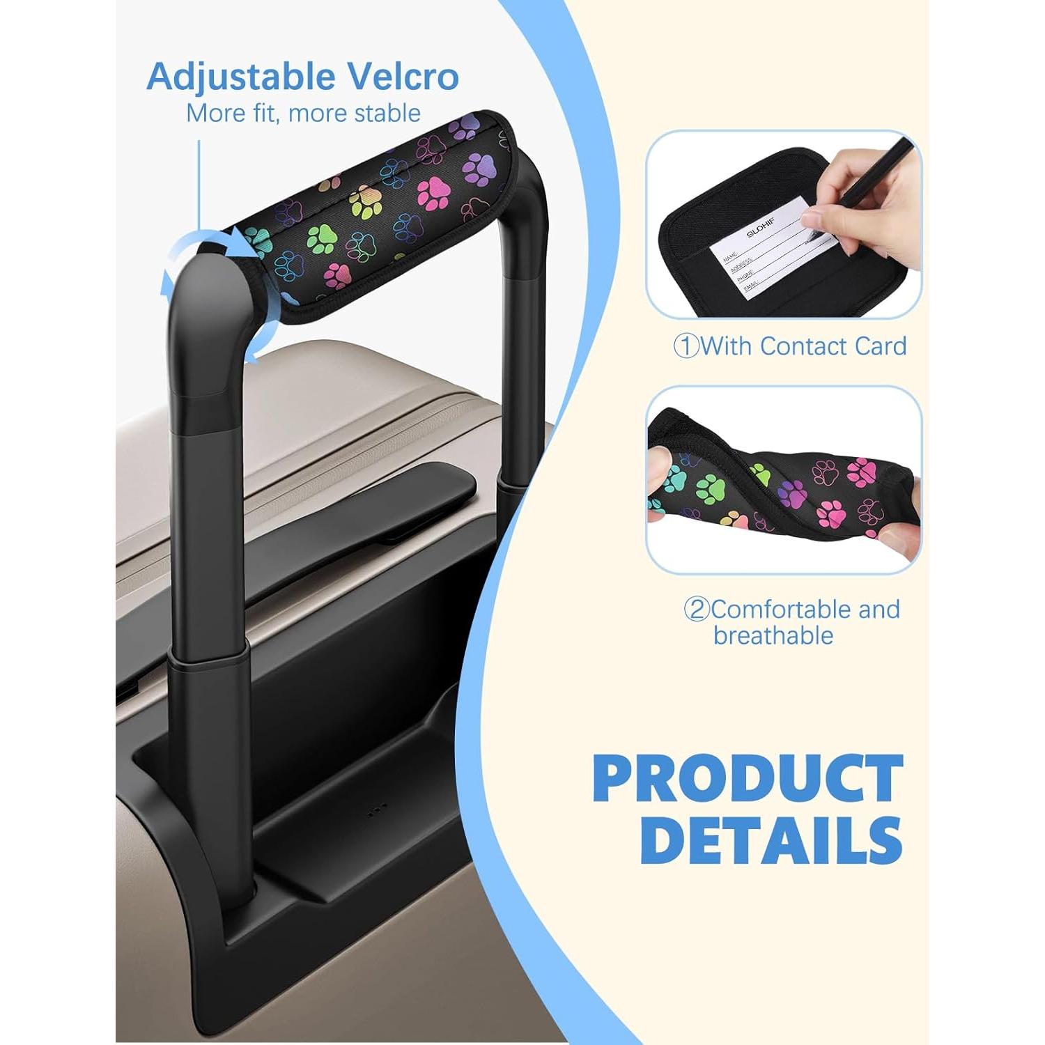 Funda de Mango de Equipaje Slohif 3Pcs Neopreno Paw