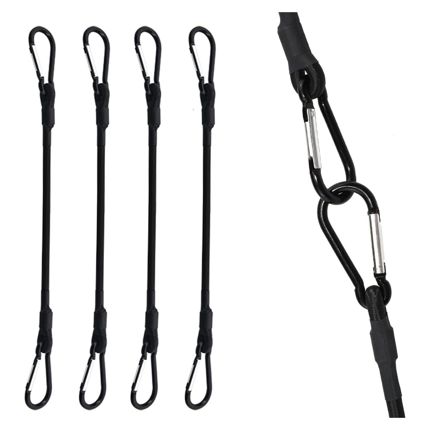 Cuerda Bungee SDTC Tech 60 cm con Ganchos Carabiner - 4 Unidades