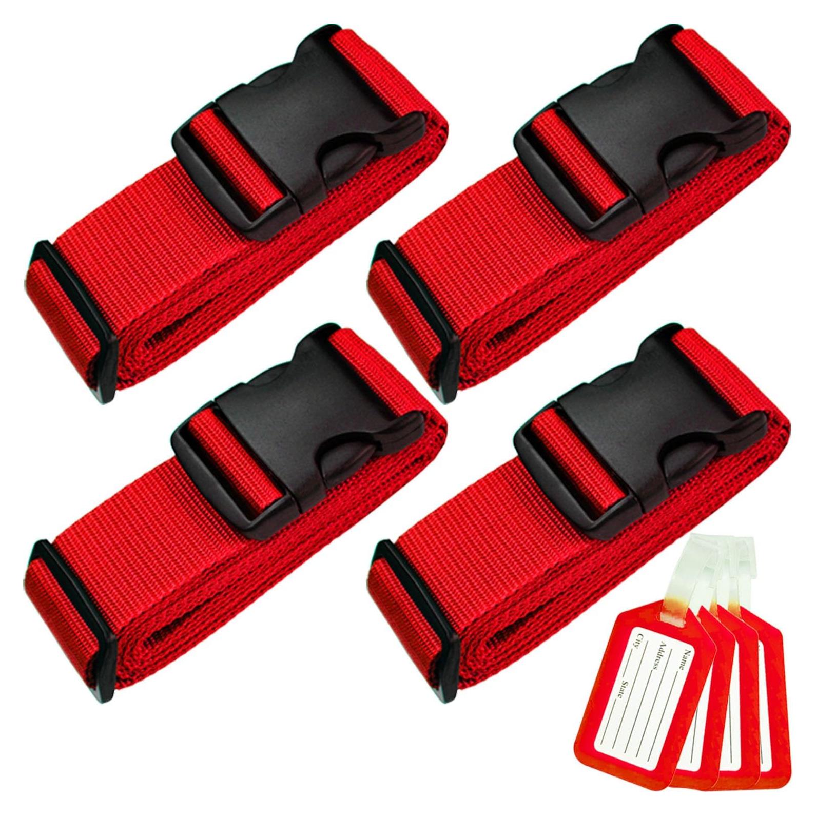 Correas de Equipaje TRANVERS Ultra Largas 200 cm Rojo 4 Pzas